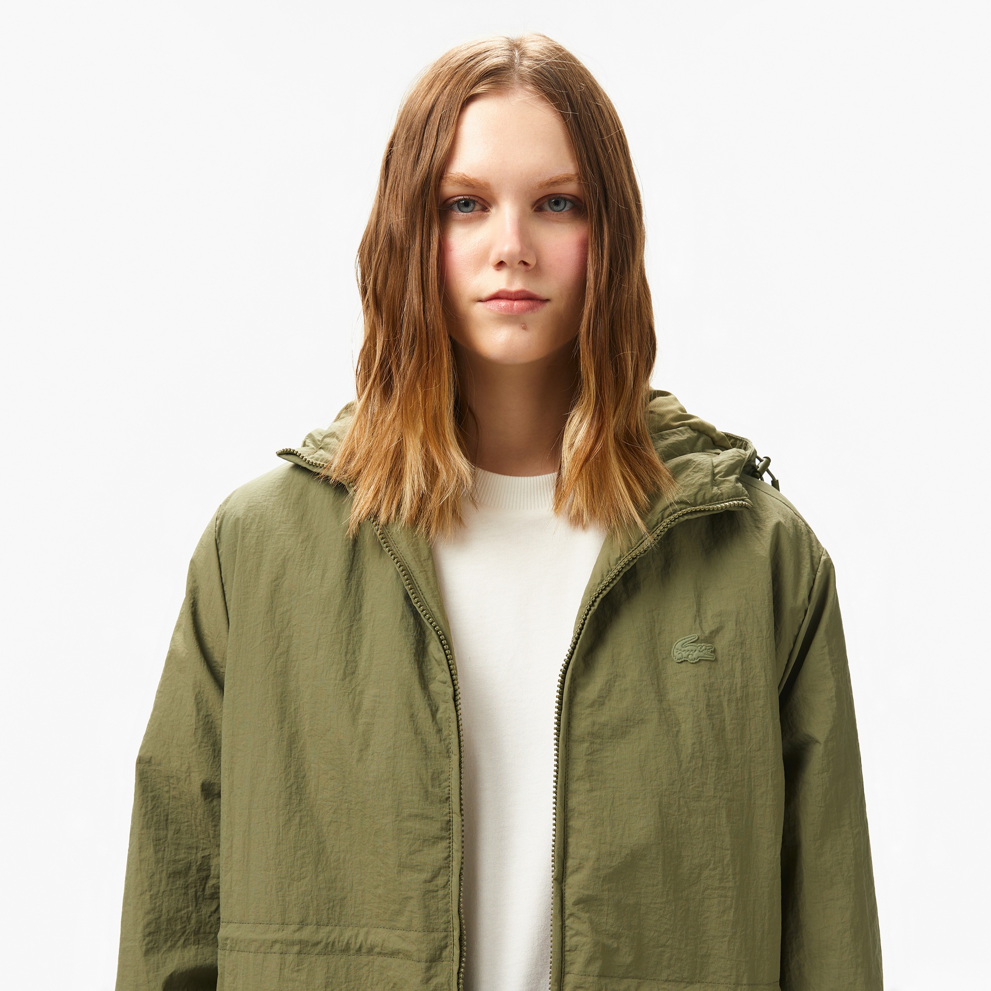Lacoste Kadın Kapüşonlu Yeşil Yağmurluk