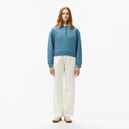 Lacoste Kadın Relaxed Fit Polo Yaka Mavi Sweatshirt Mavi