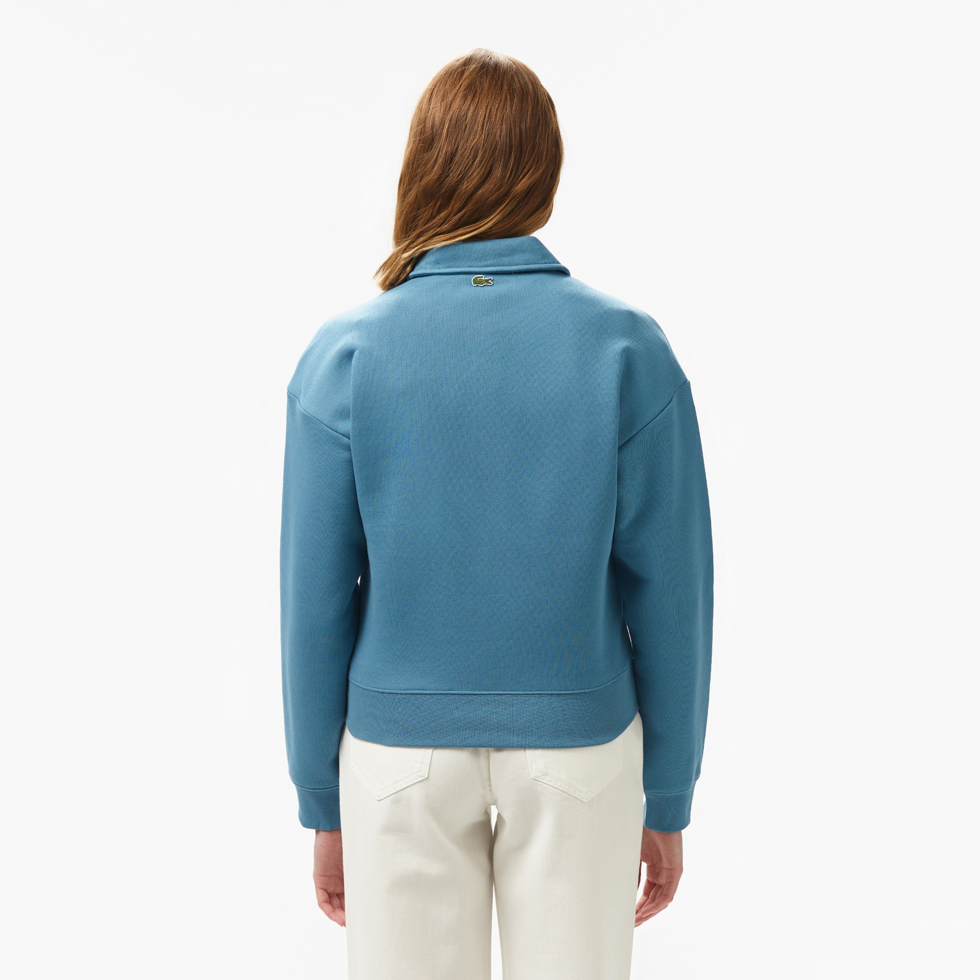 Lacoste Kadın Relaxed Fit Polo Yaka Mavi Sweatshirt