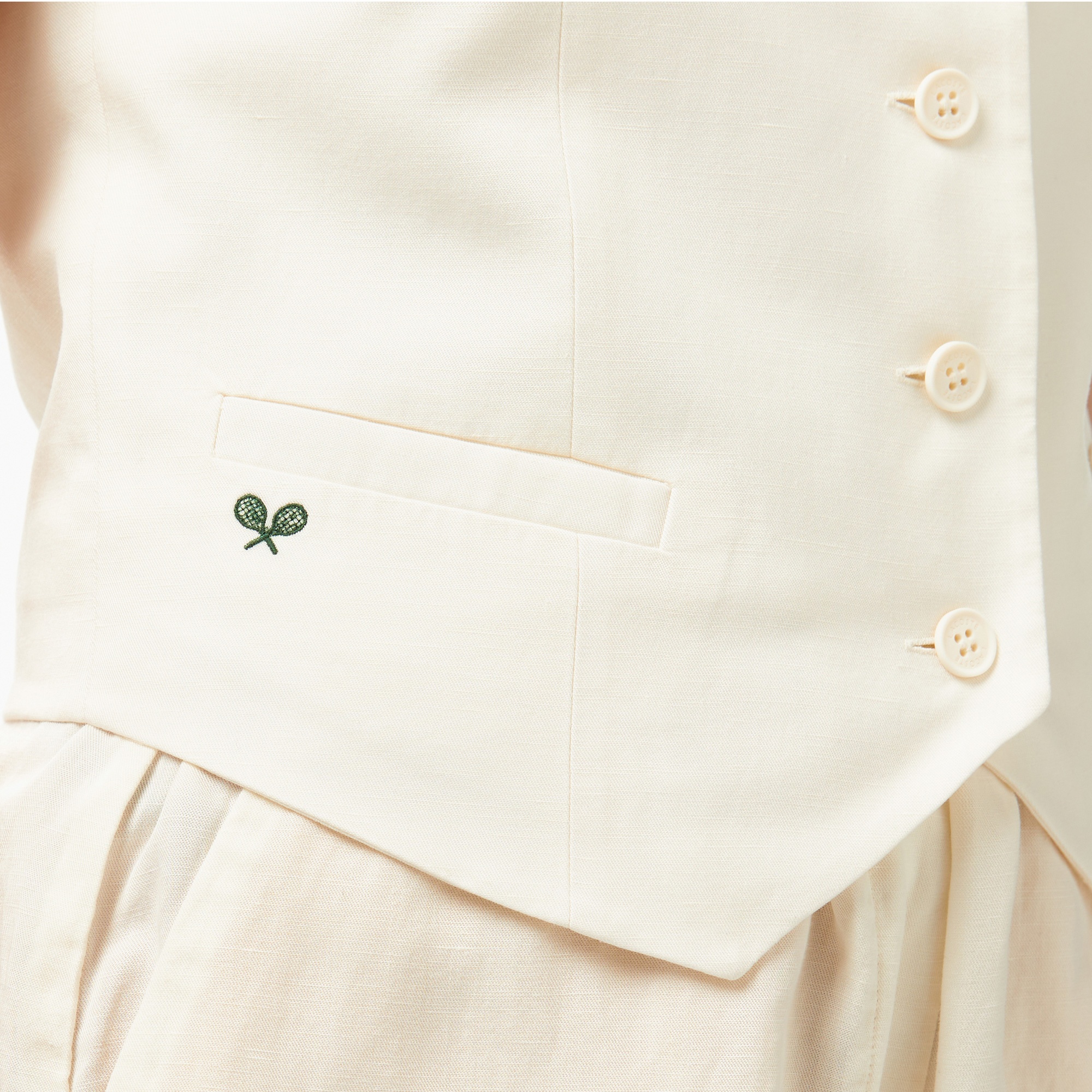 Lacoste Kadın Slim Fit Beyaz Yelek