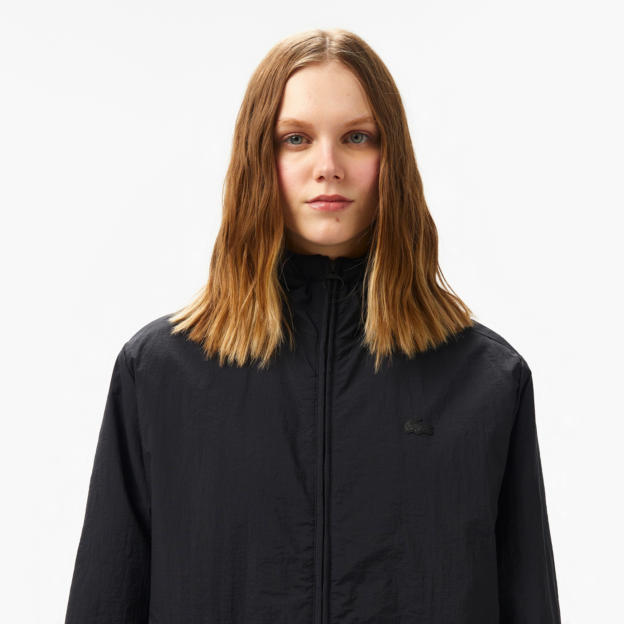 Lacoste Kadın Kapüşonlu Siyah Yağmurluk