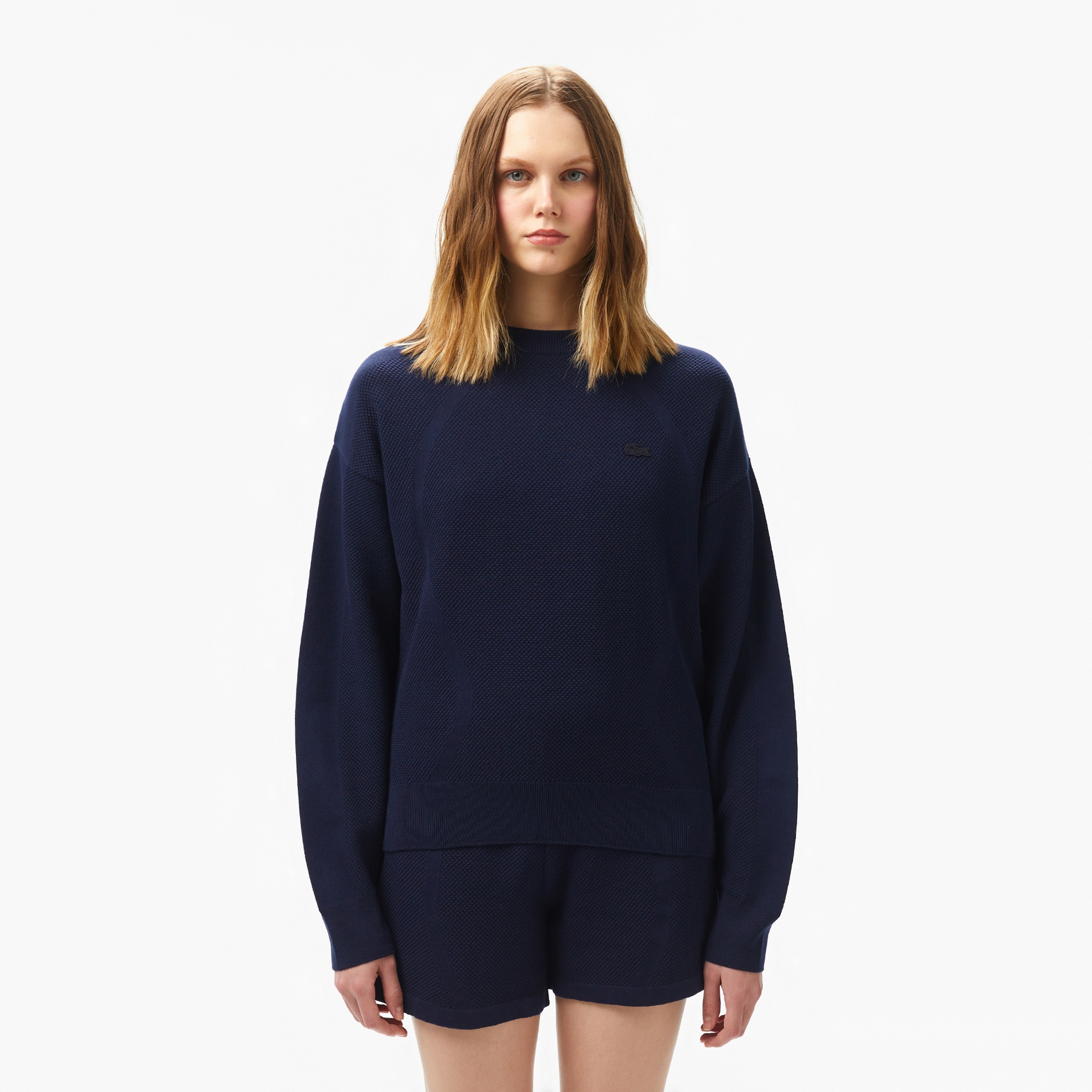 Lacoste Kadın Bisiklet Yaka Lacivert Triko