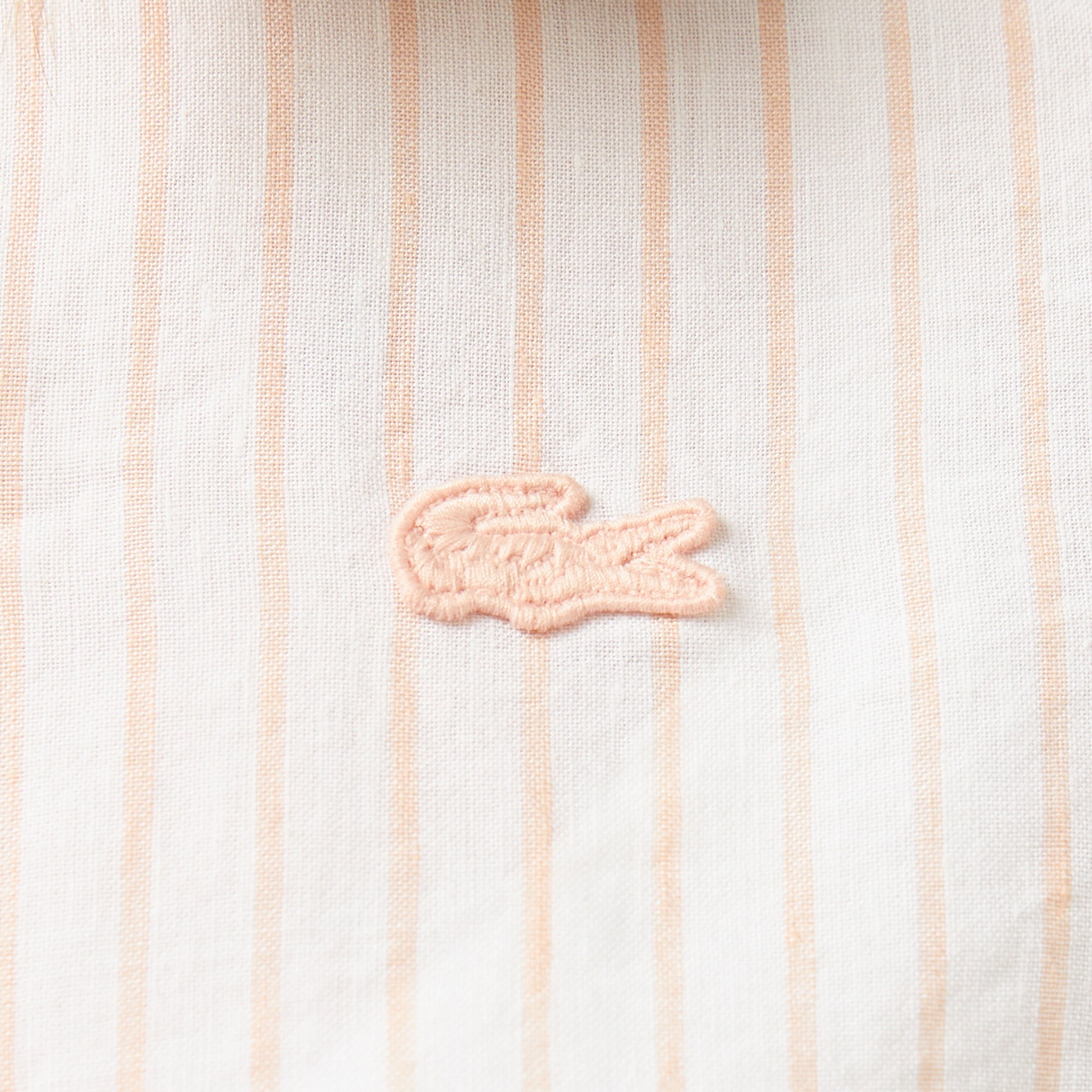 Lacoste Kadın Relaxed Fit Çizgili Keten Açık Pembe Gömlek