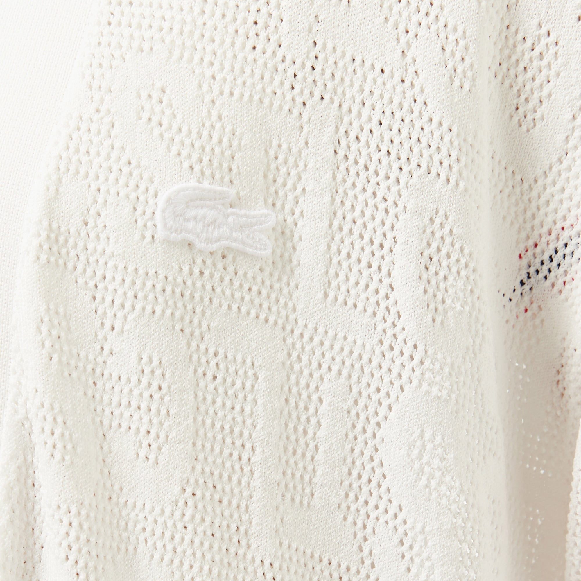 Lacoste Kadın Relaxed Fit Desenli Beyaz Hırka