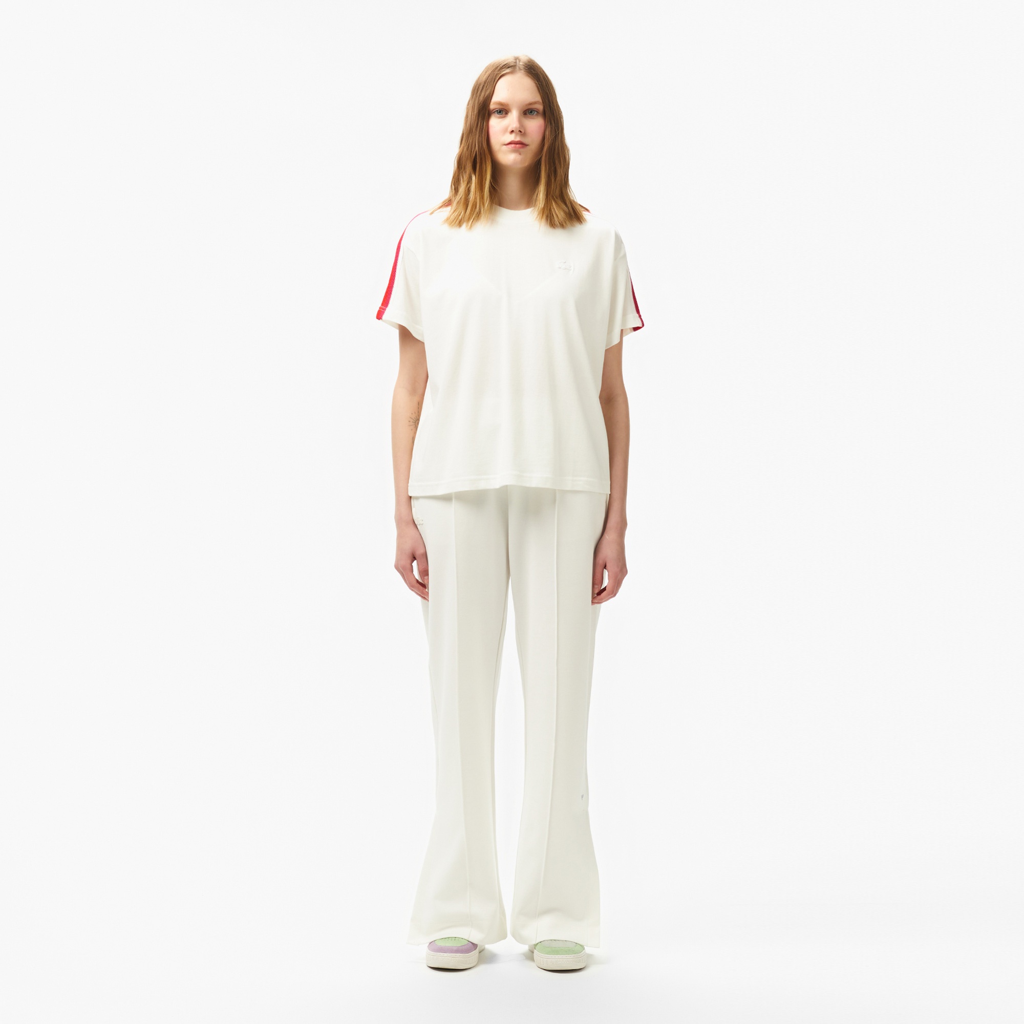 Lacoste Kadın Bisiklet Yaka Beyaz T-Shirt