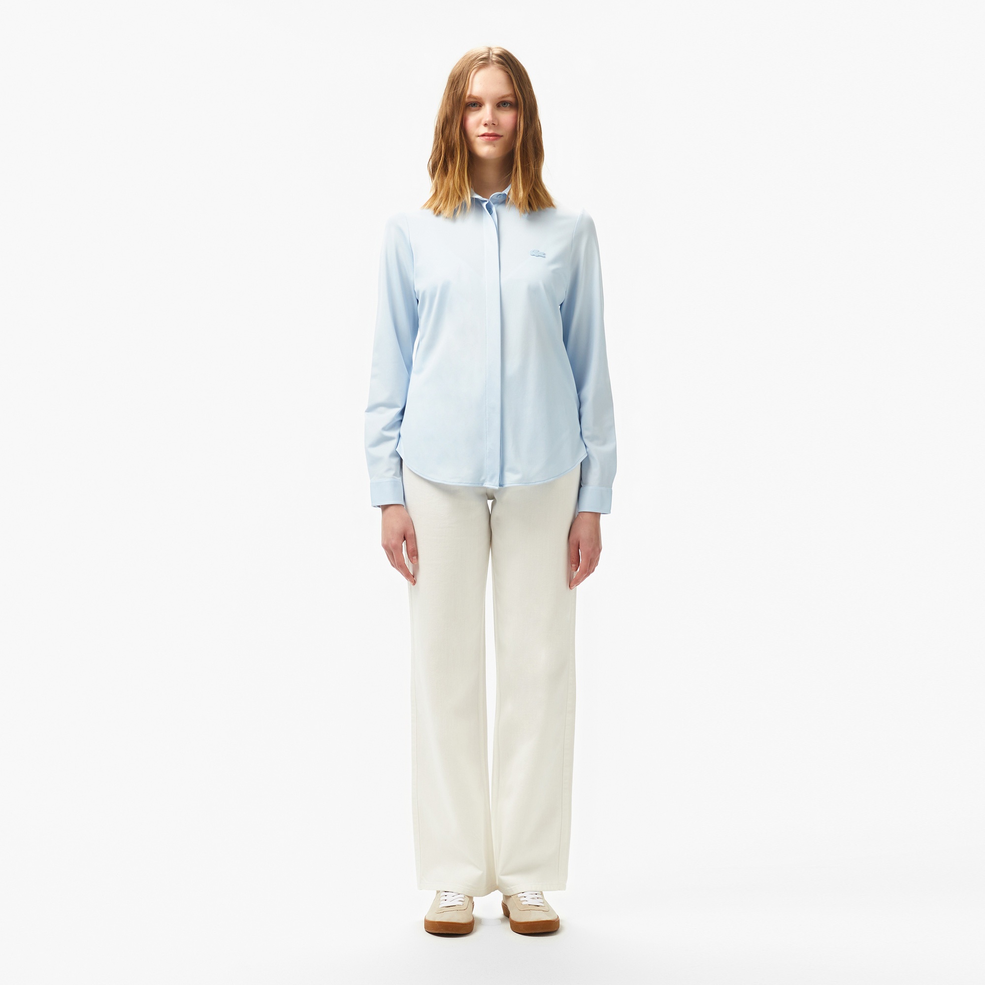 Lacoste Kadın Slim Fit Açık Mavi Gömlek