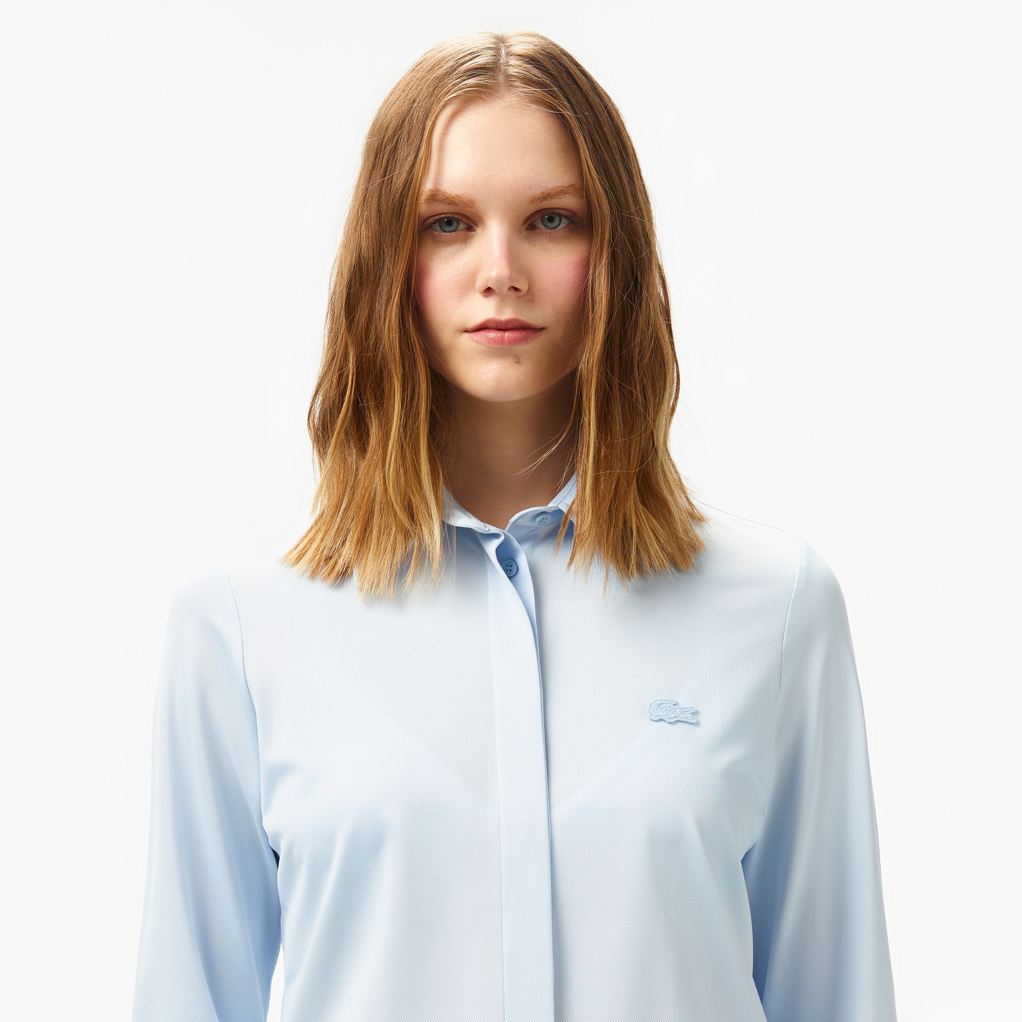 Lacoste Kadın Slim Fit Açık Mavi Gömlek
