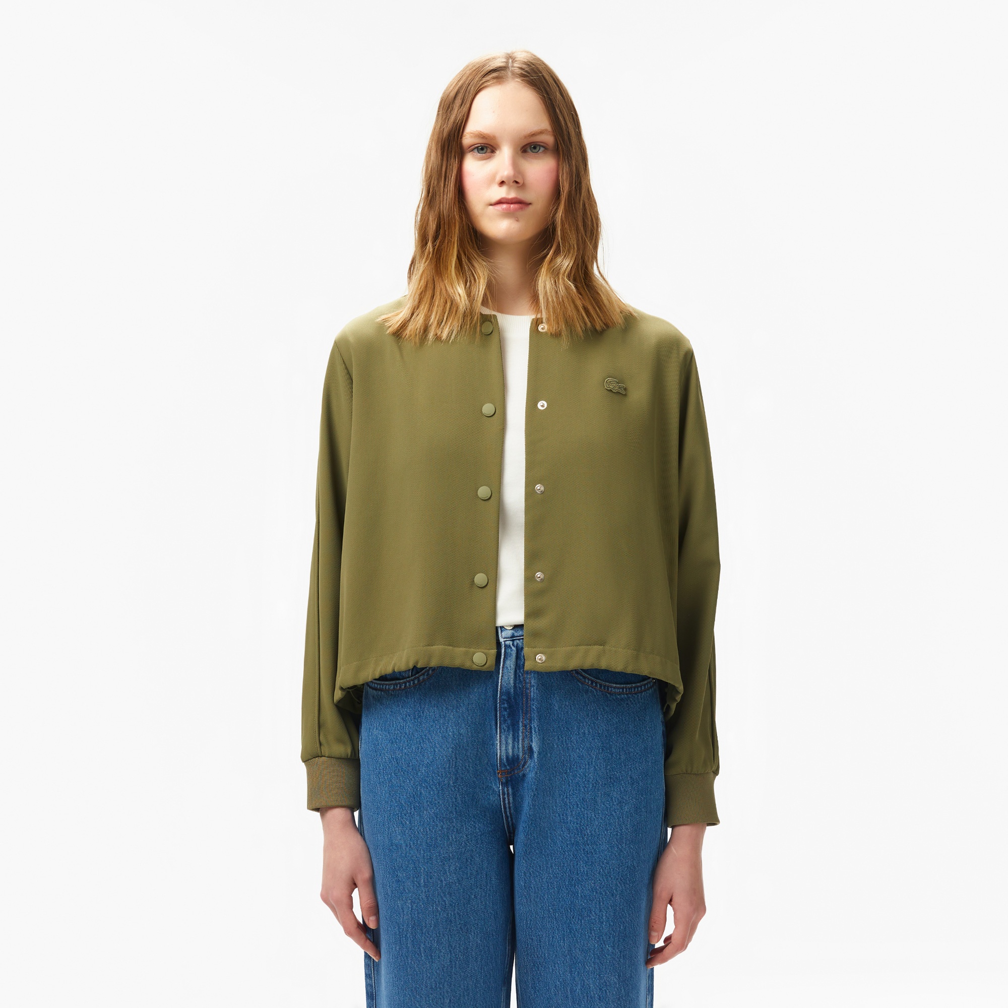 Lacoste Kadın Regular Fit Hakim Yaka Haki Gömlek