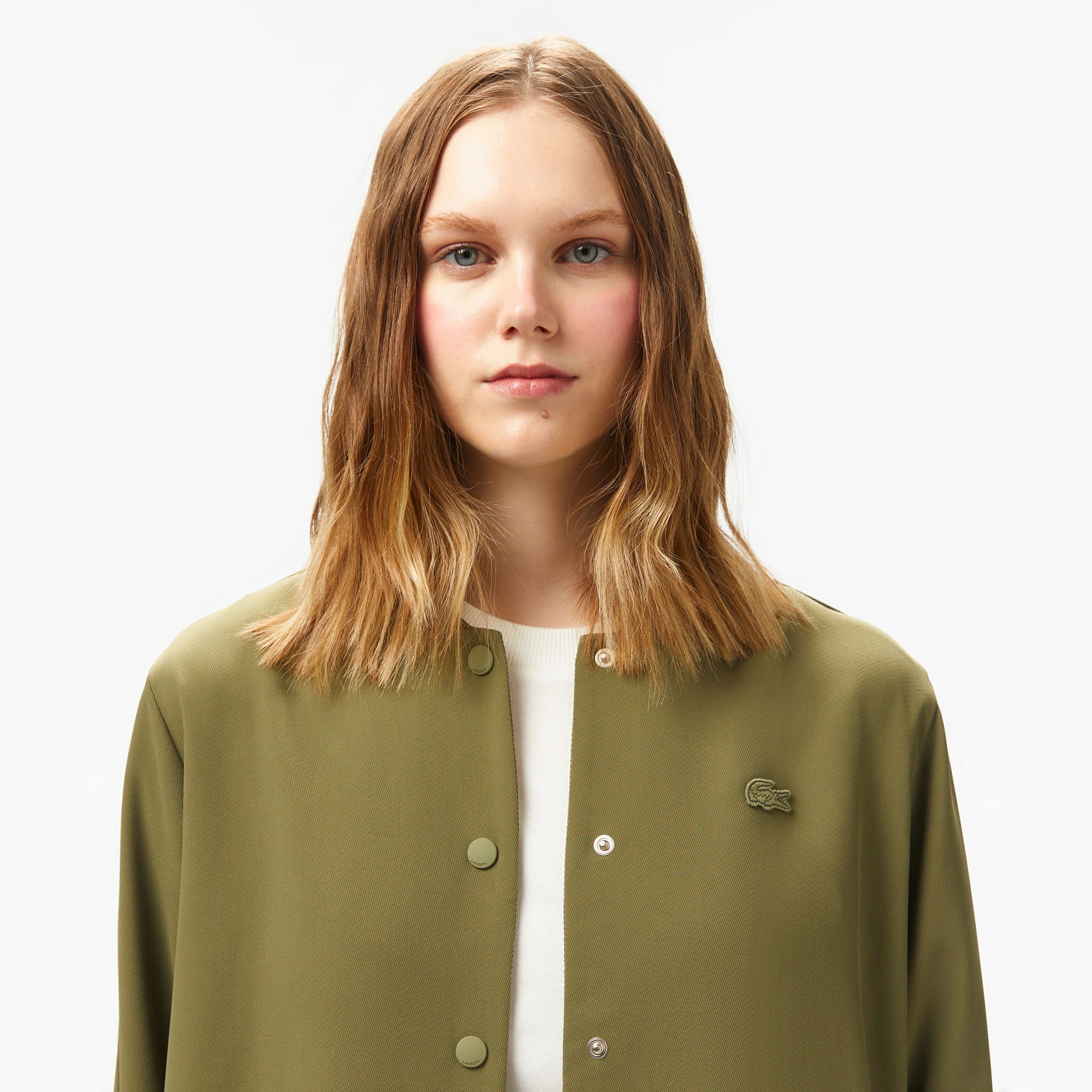 Lacoste Kadın Regular Fit Hakim Yaka Haki Gömlek