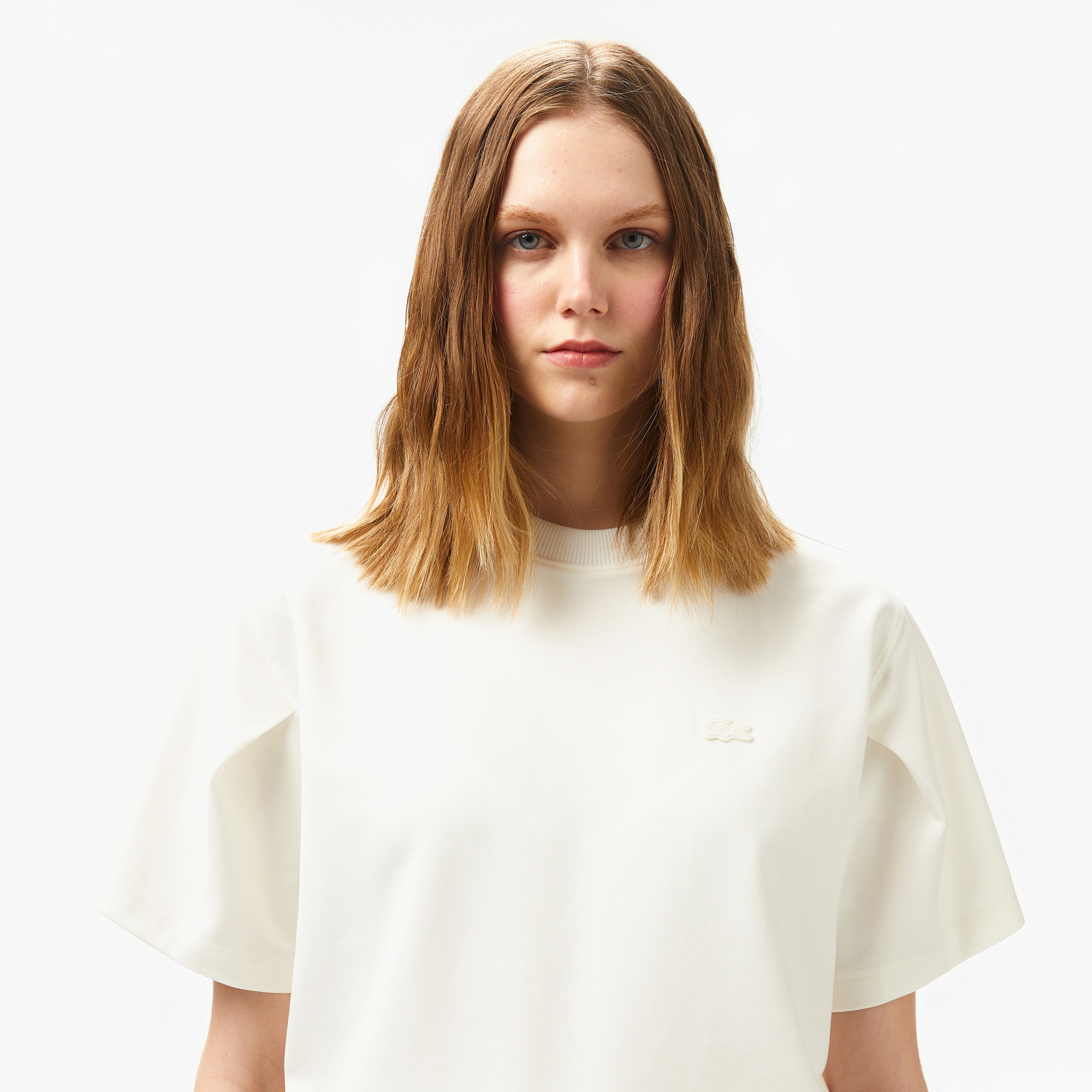 Lacoste Kadın Bisiklet Yaka Beyaz T-Shirt