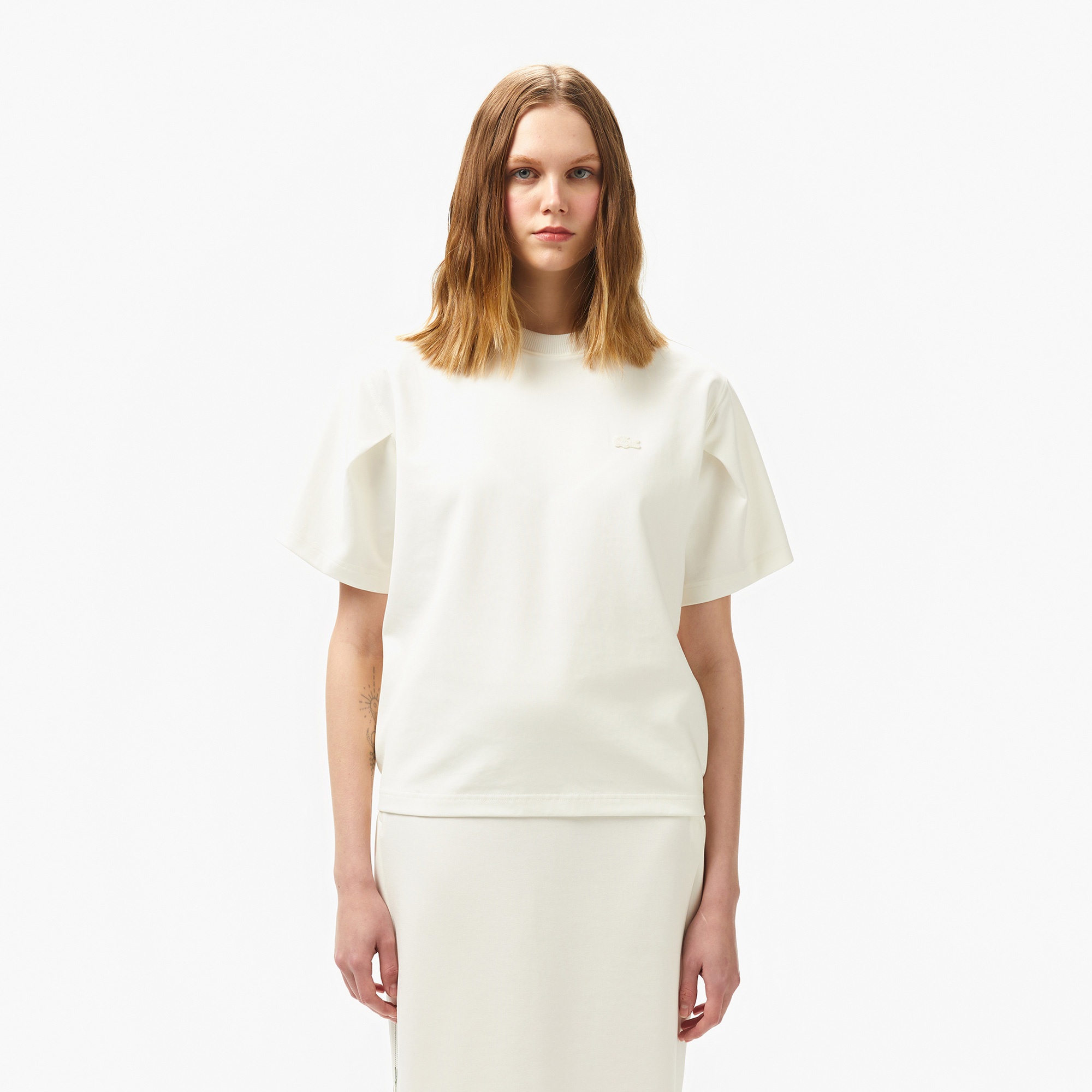 Lacoste Kadın Bisiklet Yaka Beyaz T-Shirt