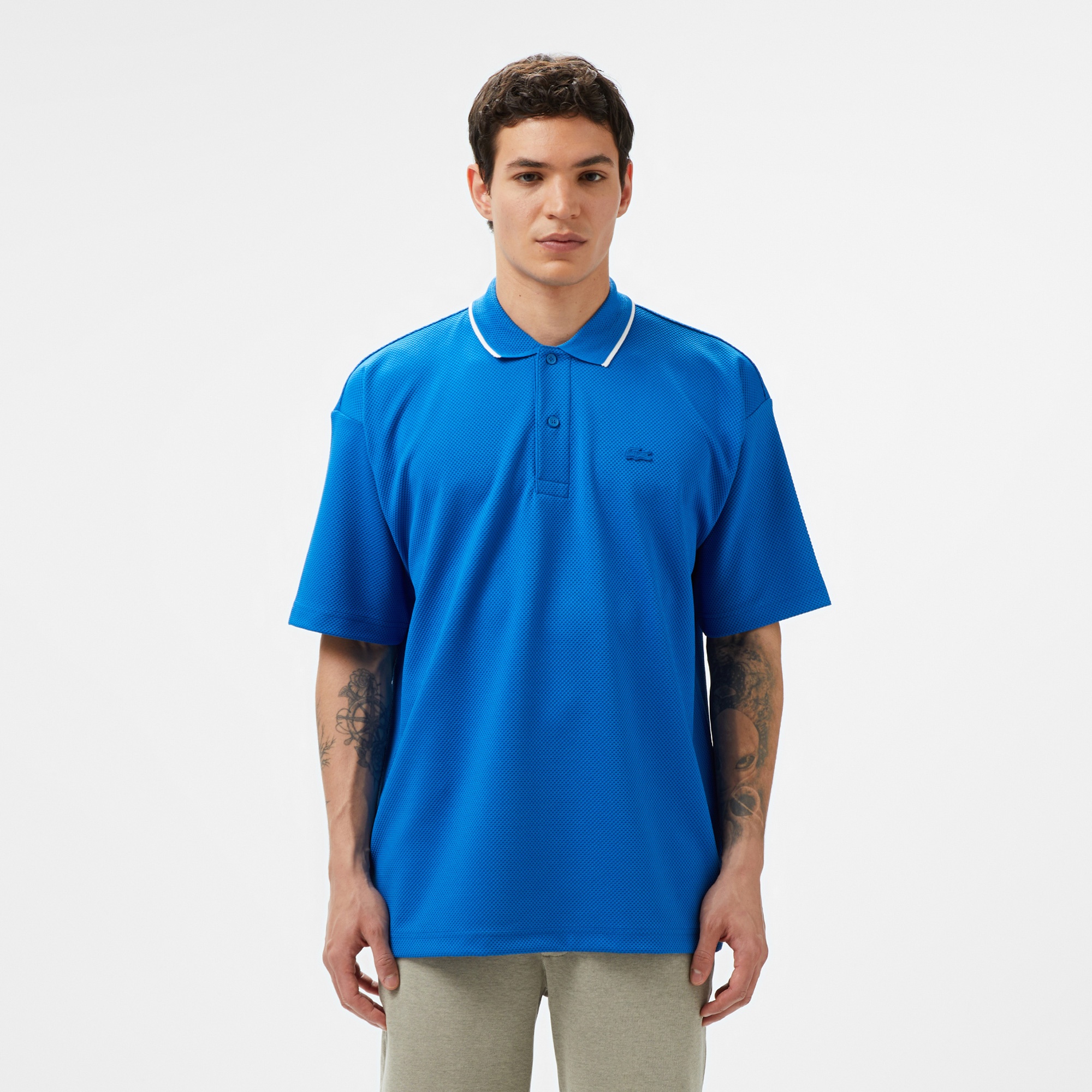 Lacoste Erkek Oversize Fit Mavi Polo