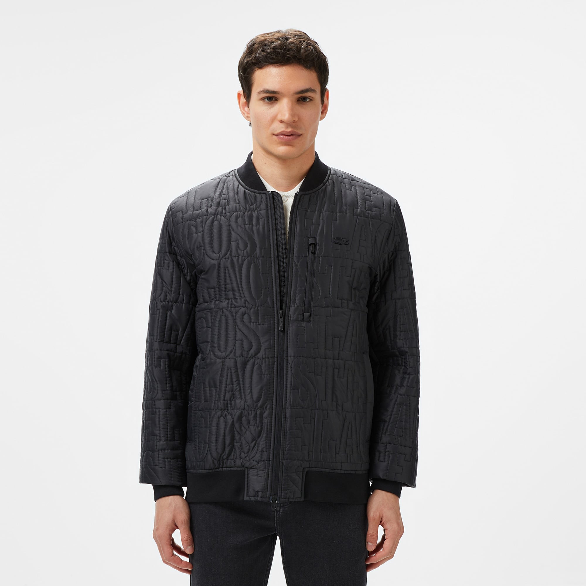 Lacoste Erkek Regular Fit Dik Yaka Kapitone Siyah Mont