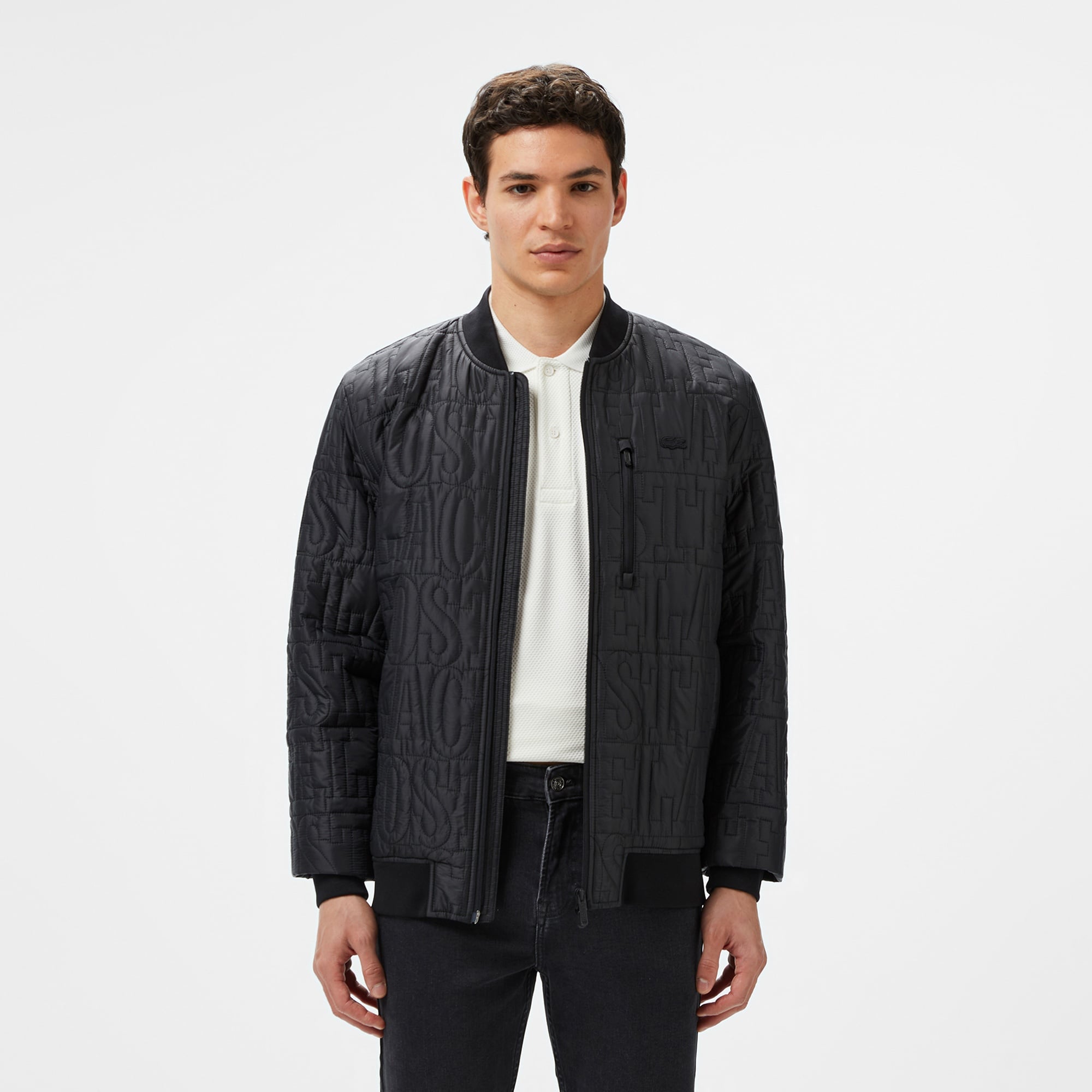 Lacoste Erkek Regular Fit Dik Yaka Kapitone Siyah Mont