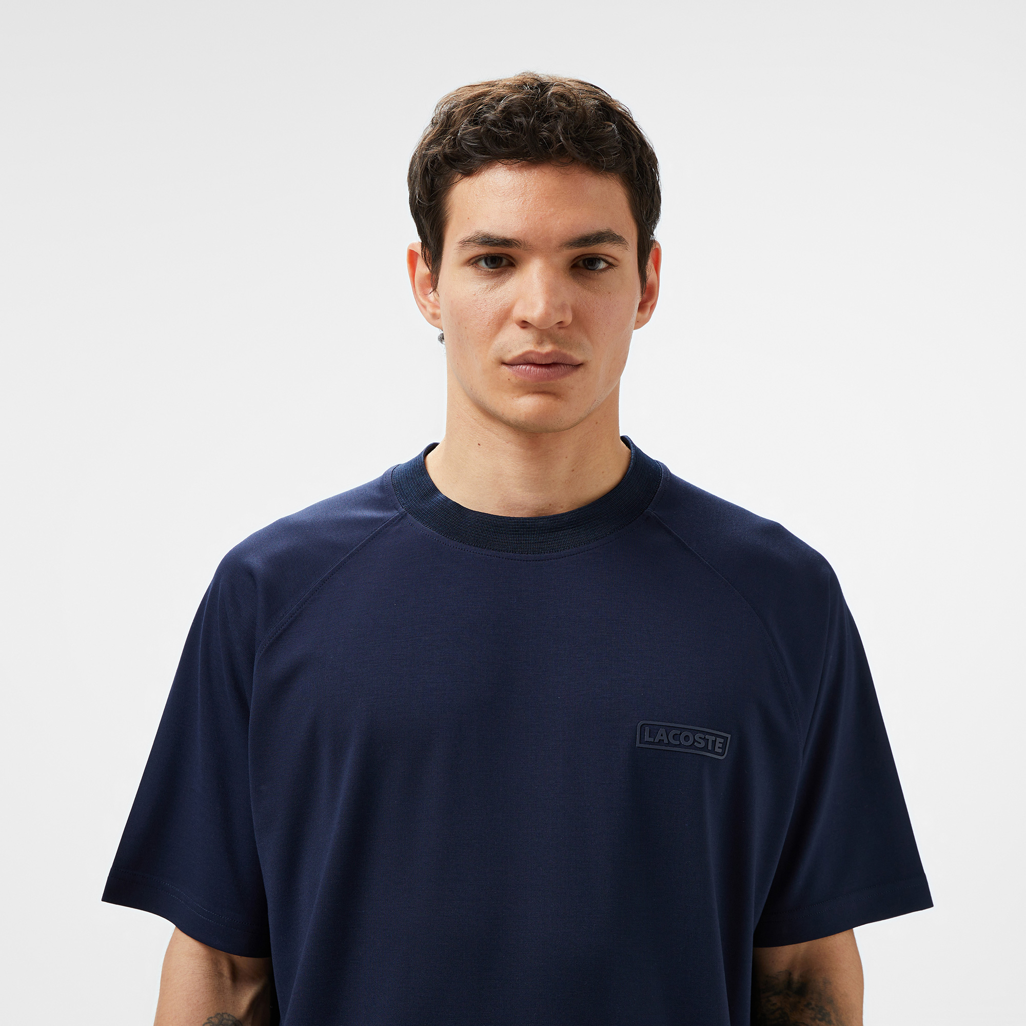 カットソー Lacoste Erkek Oversize Fit Bisiklet Yaka Lacivert T-Shirt TH0526