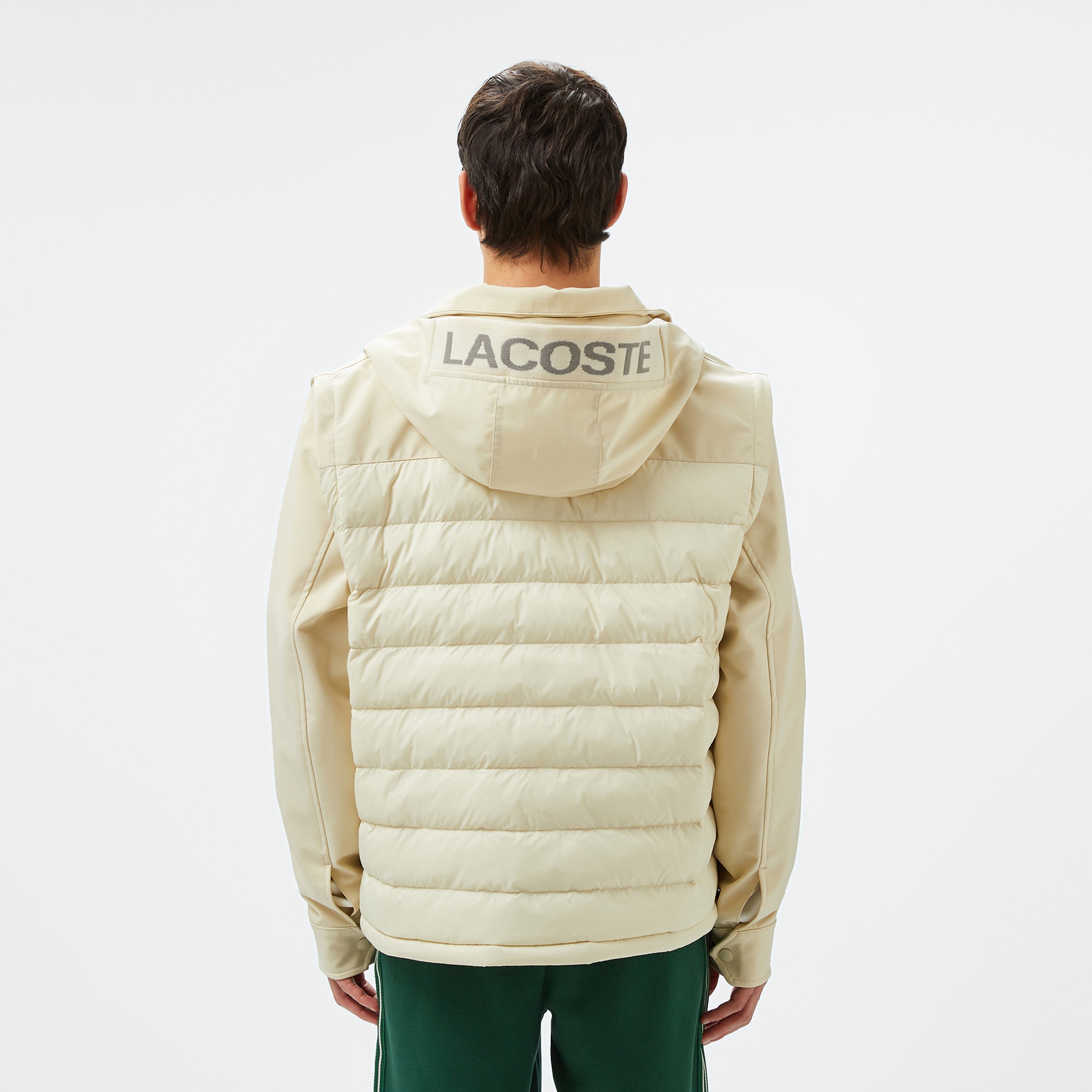 Lacoste Erkek Regular Fit Kapüşonlu Baskılı Krem Mont