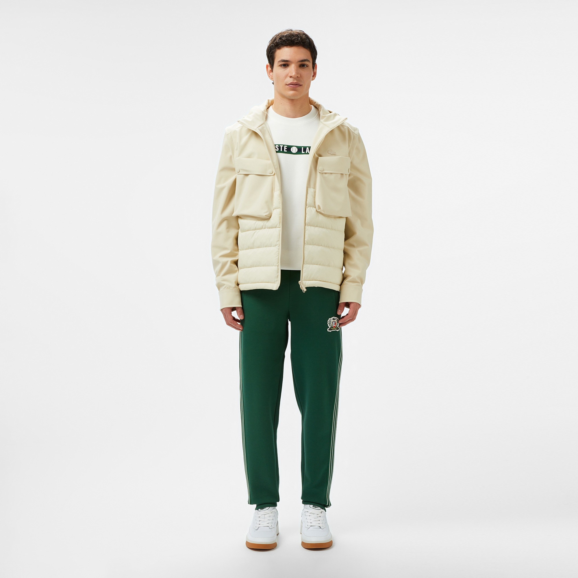 Lacoste Erkek Regular Fit Kapüşonlu Baskılı Krem Mont