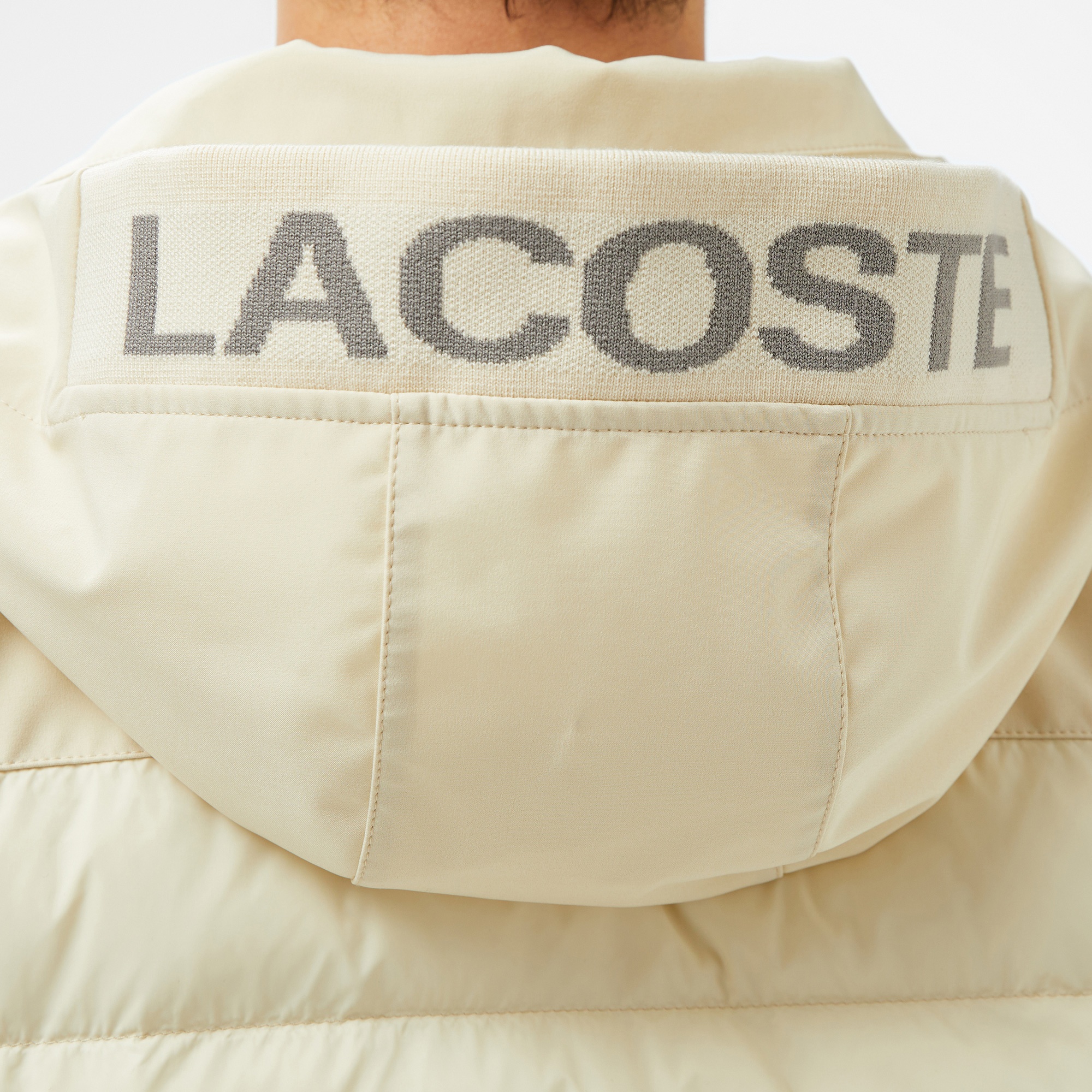Lacoste Erkek Regular Fit Kapüşonlu Baskılı Krem Mont