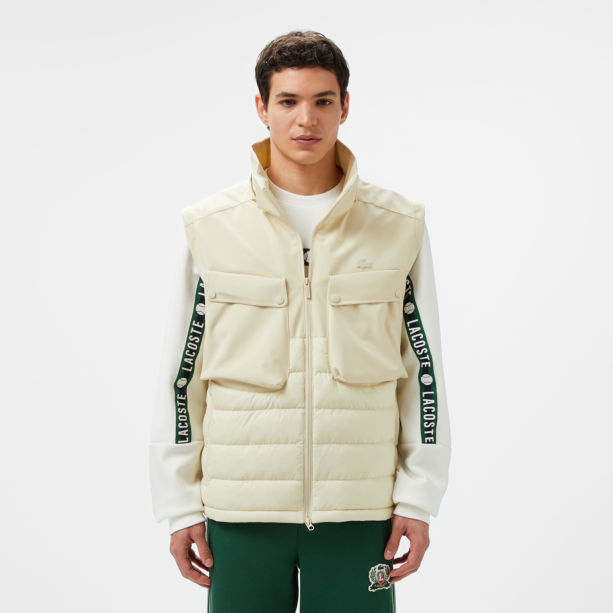 Lacoste Erkek Regular Fit Kapüşonlu Baskılı Krem Mont