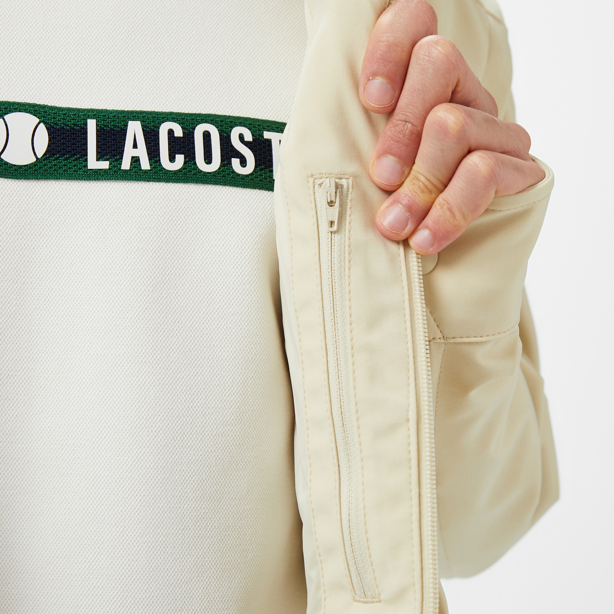 Lacoste Erkek Regular Fit Kapüşonlu Baskılı Krem Mont
