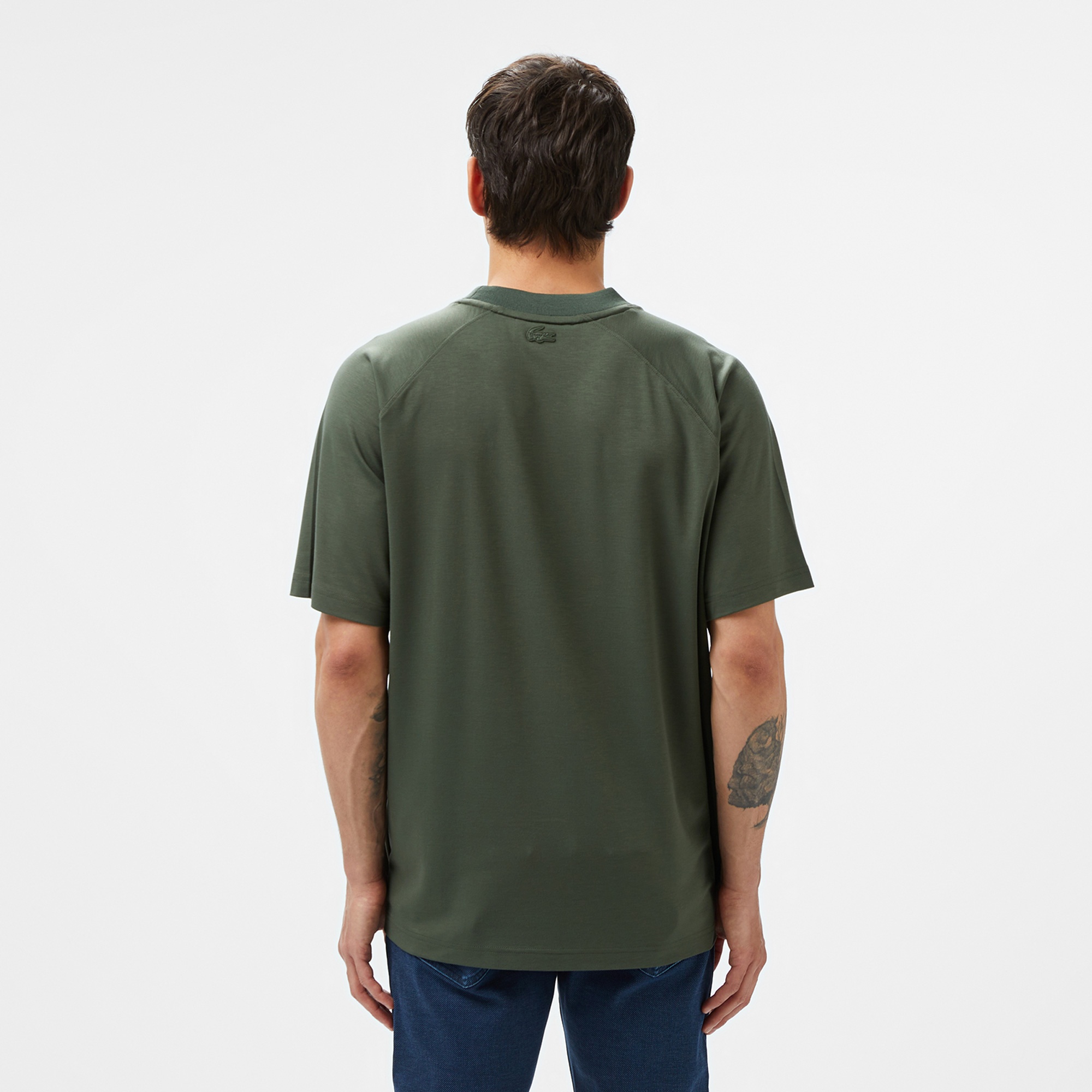 Lacoste Erkek Oversize Fit Bisiklet Yaka Koyu Yeşil T-Shirt