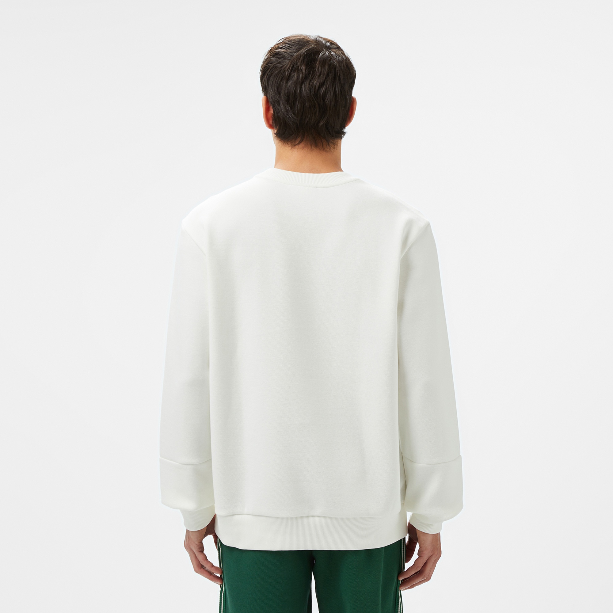 Lacoste Erkek Classic Fit Bisiklet Yaka Baskılı Beyaz Sweatshirt