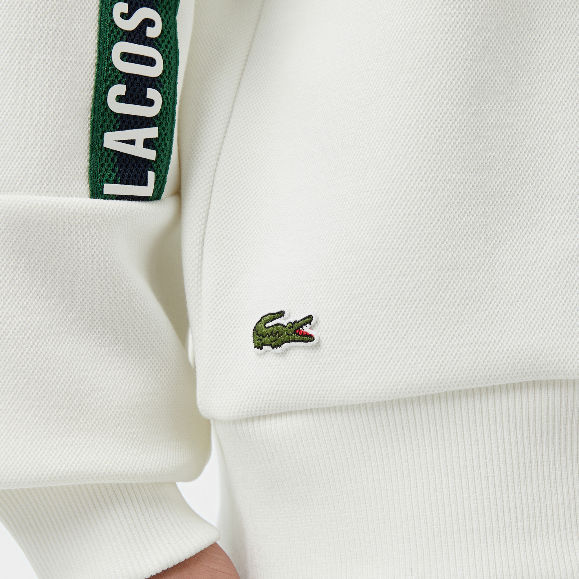 Lacoste Erkek Classic Fit Bisiklet Yaka Baskılı Beyaz Sweatshirt