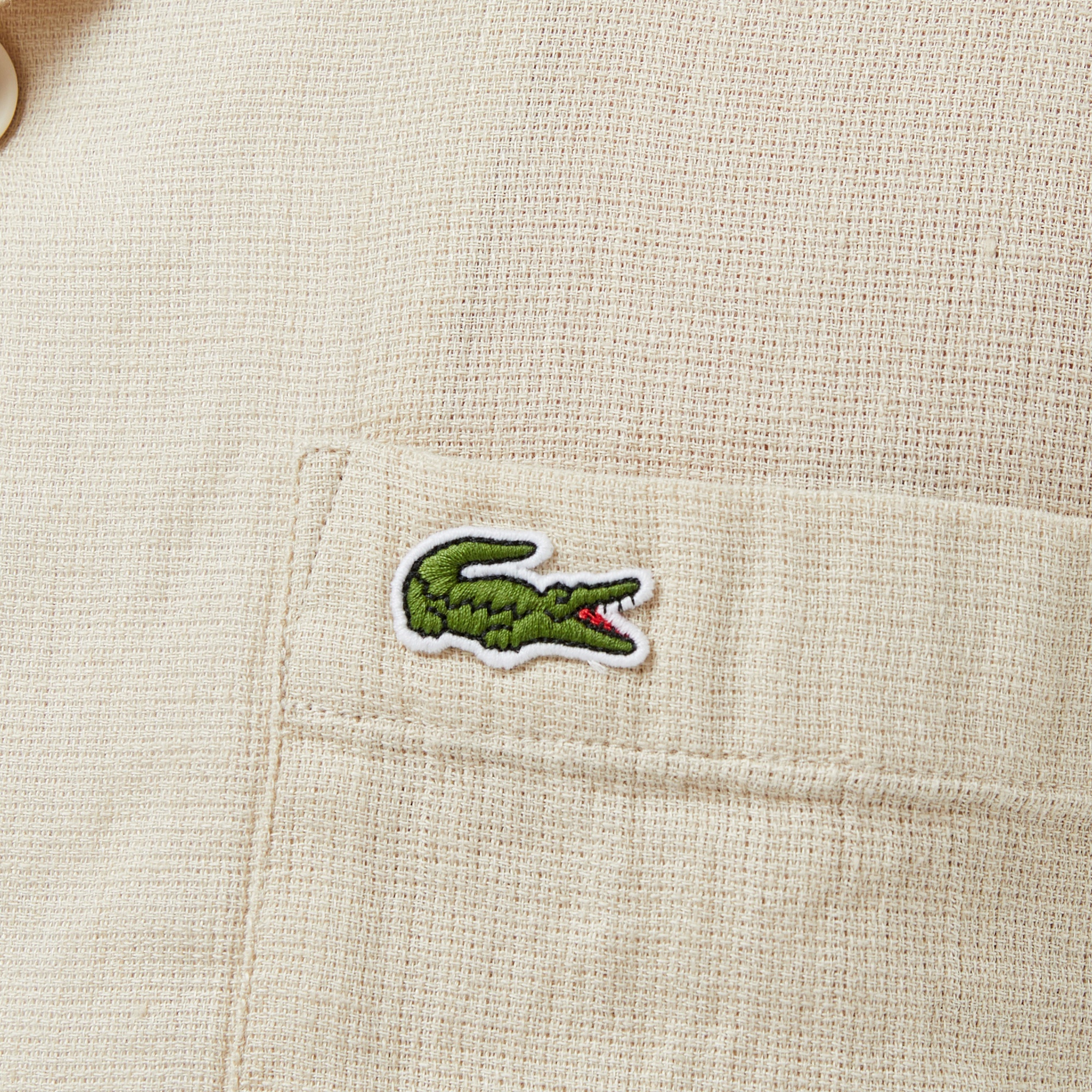 Lacoste Erkek Relaxed Fit Kısa Kollu Bej Gömlek