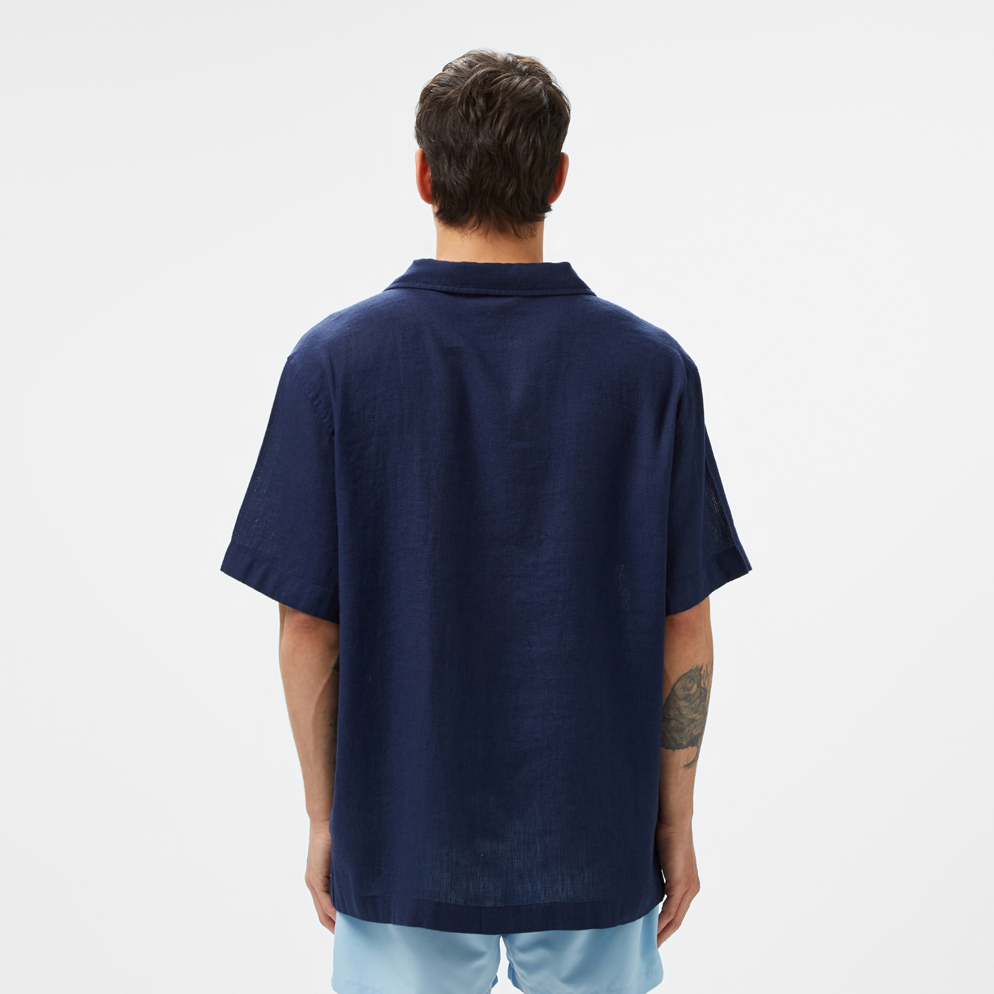 Lacoste Erkek Relaxed Fit Kısa Kollu Lacivert Gömlek