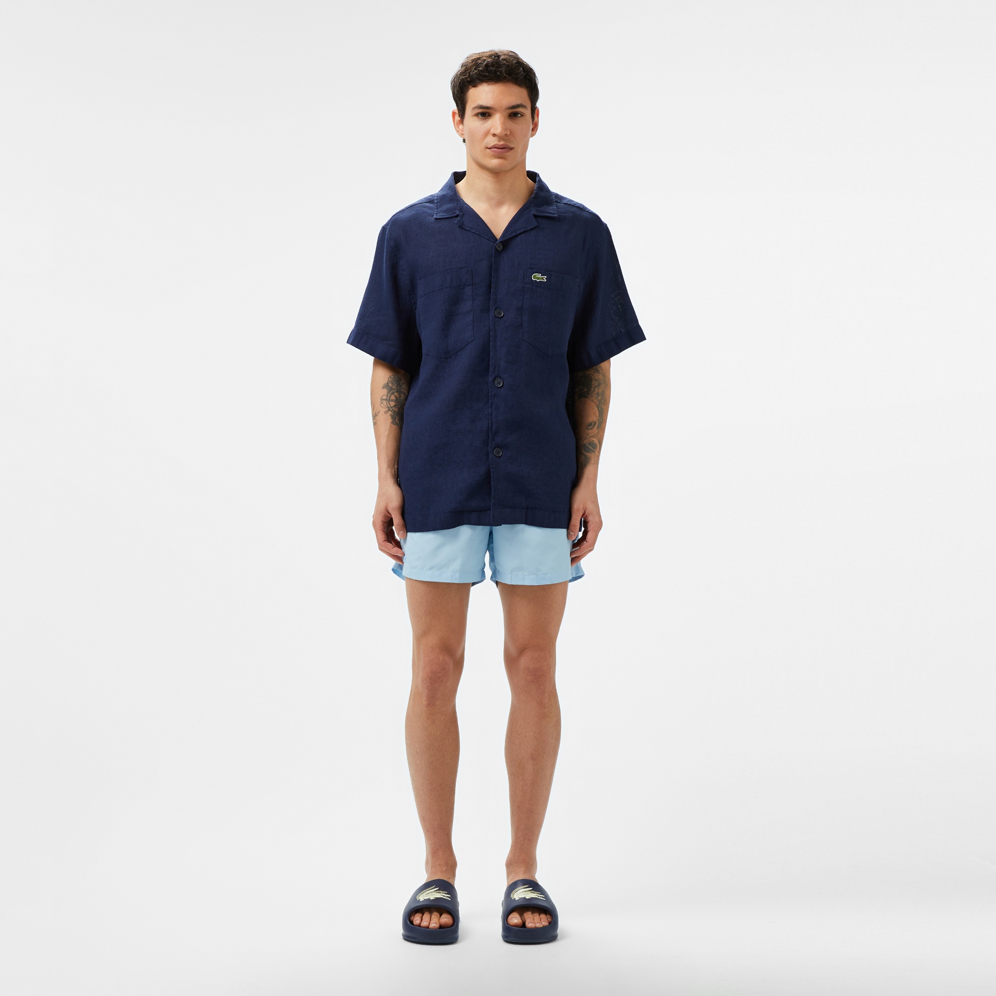 Lacoste Erkek Relaxed Fit Kısa Kollu Lacivert Gömlek