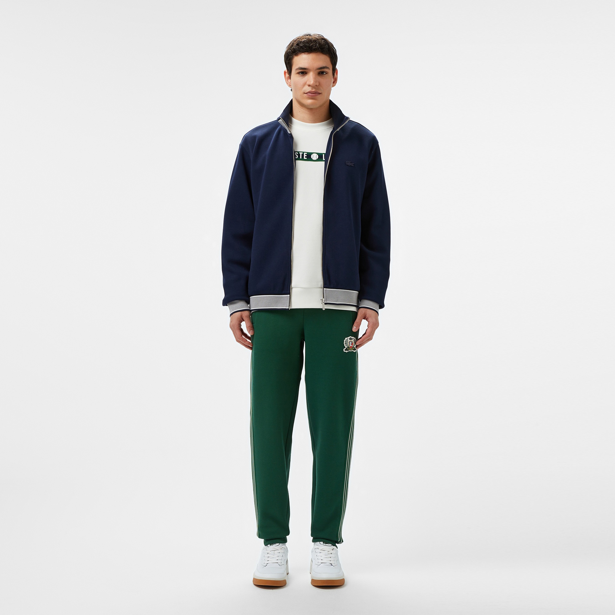 Lacoste Erkek Regular Fit Renk Bloklu Fermuarlı Lacivert Sweatshirt