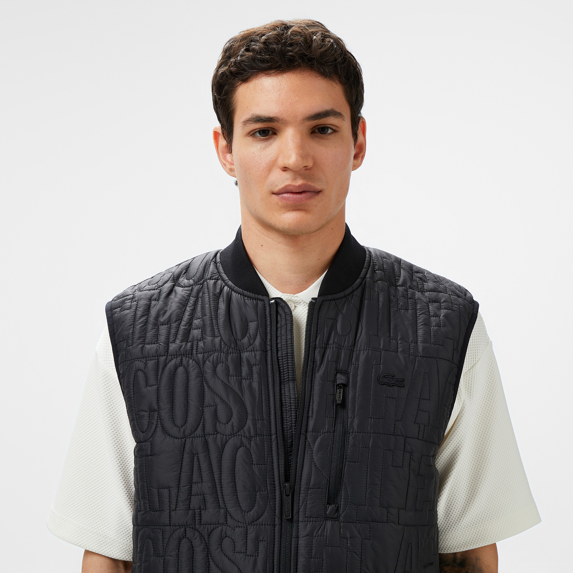 Lacoste Erkek Regular Fit Dik Yaka Kapitone Siyah Yelek