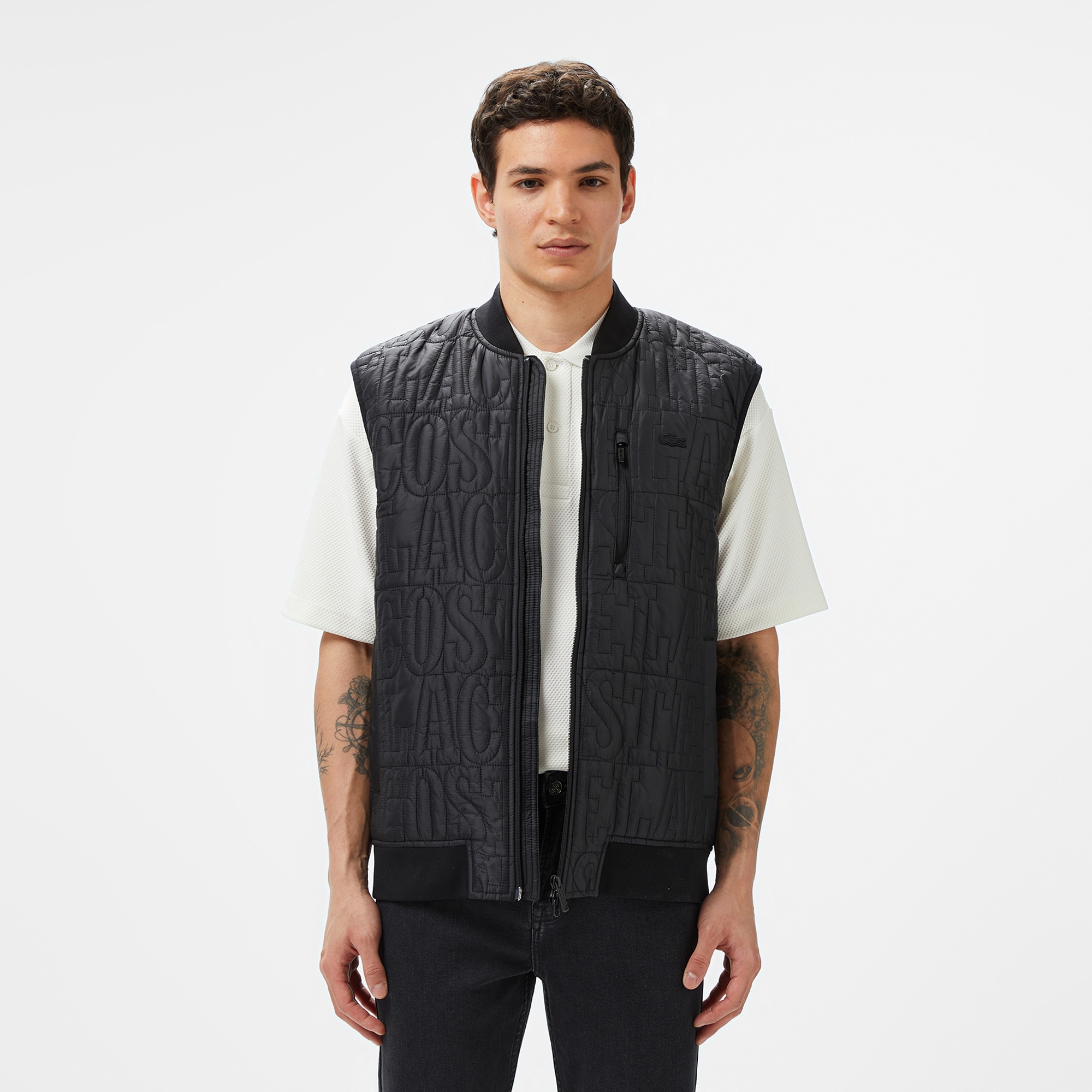 Lacoste Erkek Regular Fit Dik Yaka Kapitone Siyah Yelek