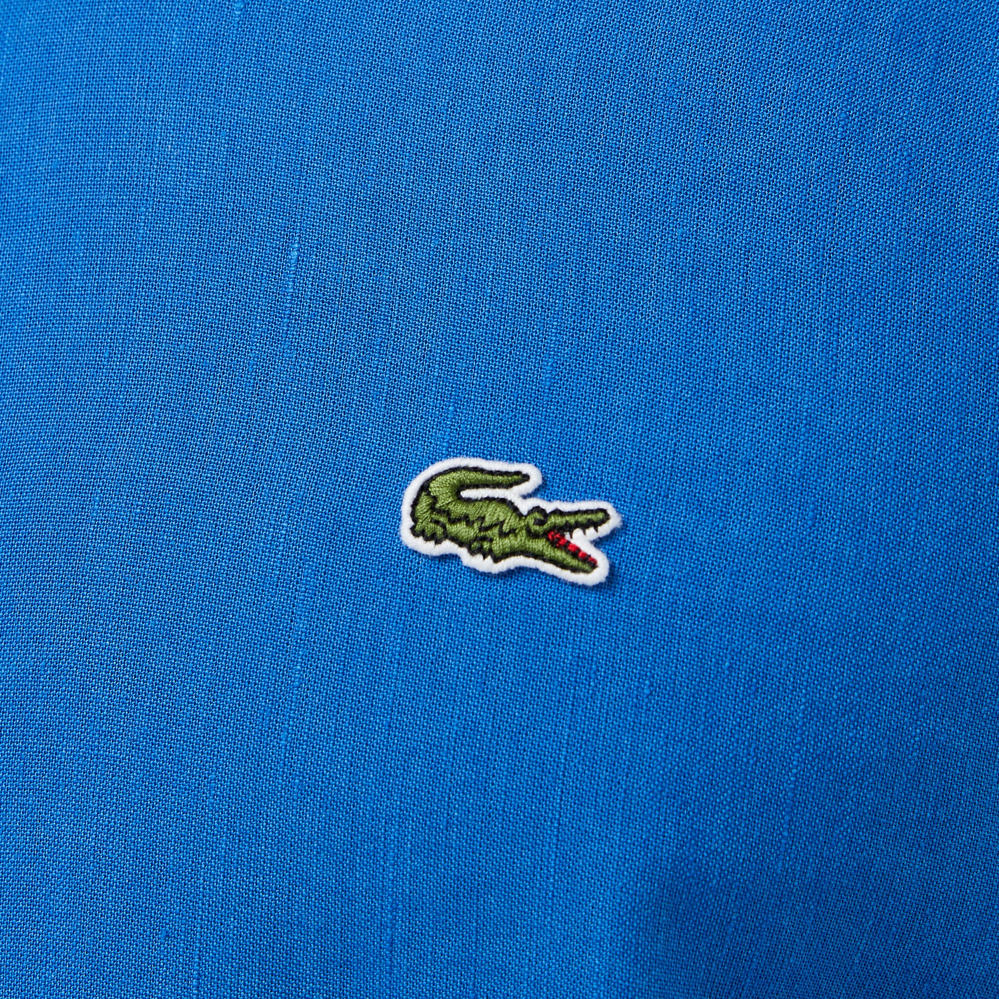 Lacoste Erkek Slim Fit Keten Mavi Gömlek