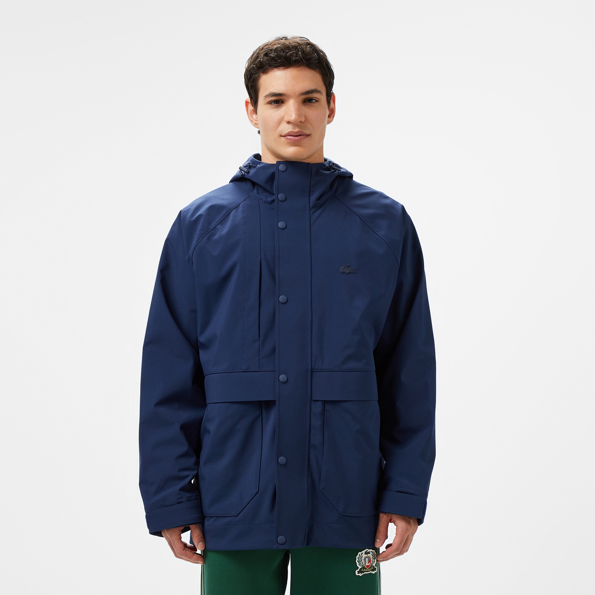 Lacoste Erkek Regular Fit Kapüşonlu Lacivert Yağmurluk