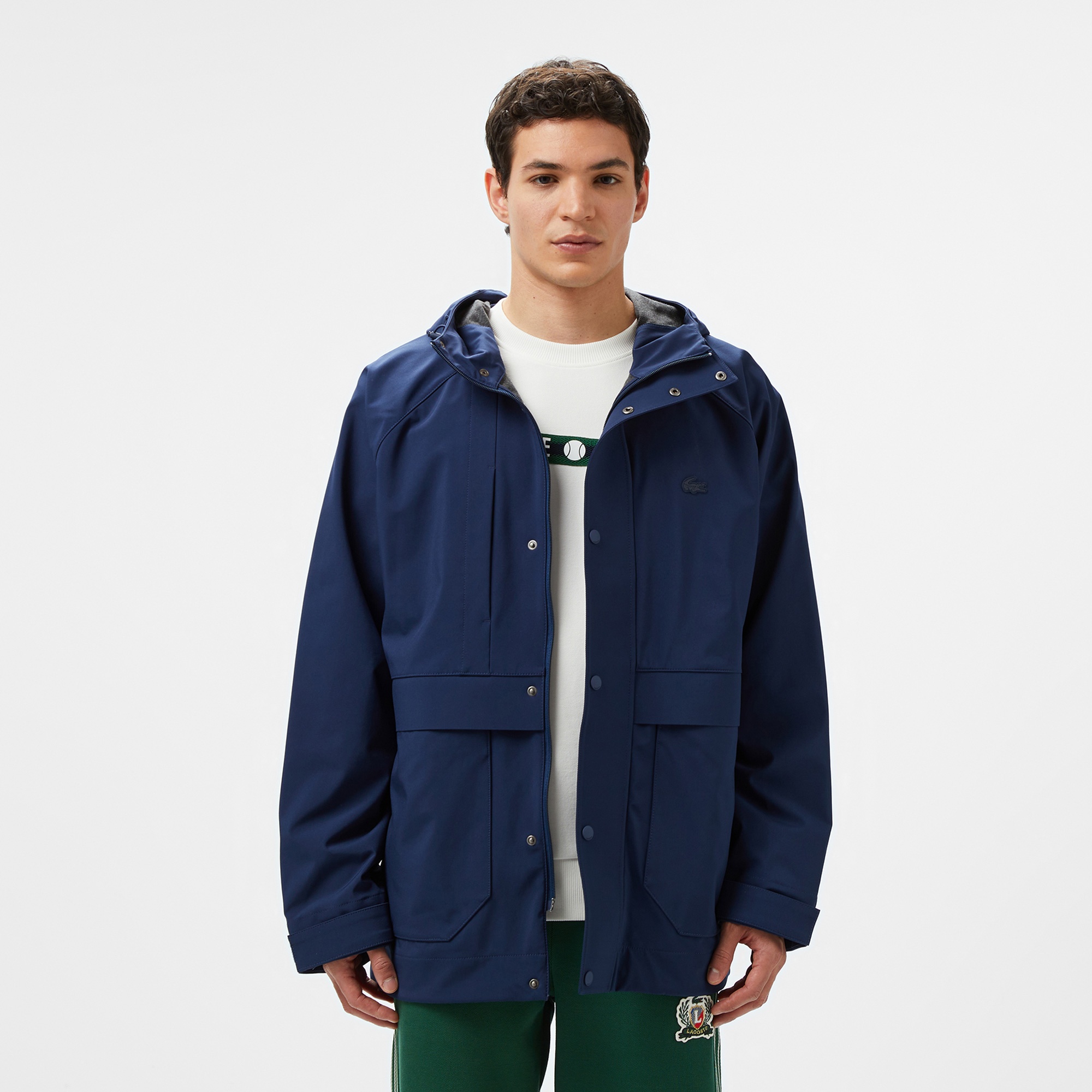 Lacoste Erkek Regular Fit Kapüşonlu Lacivert Yağmurluk