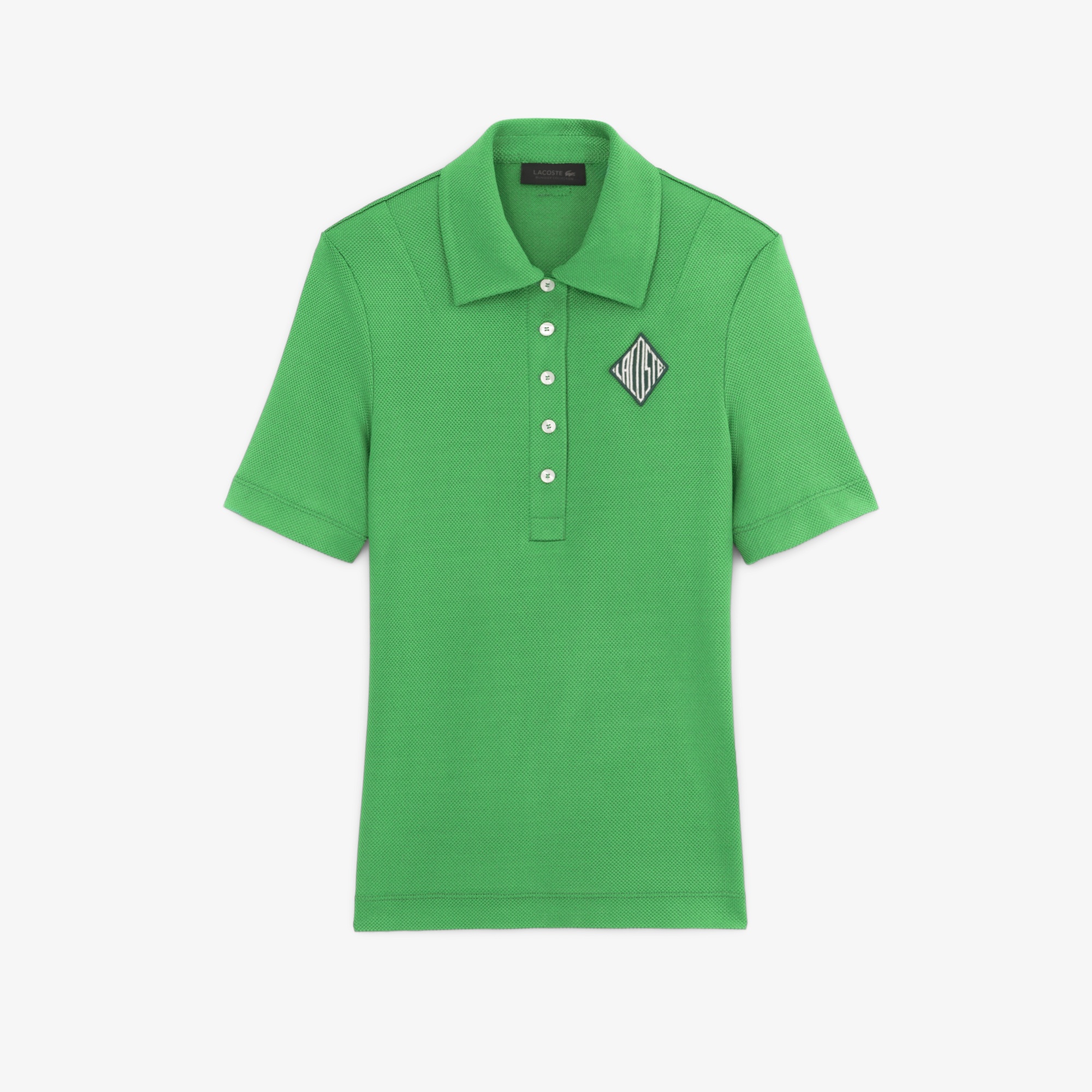 Lacoste SS25 RUNWAY Kadın Slim Fit Saten Yeşil Polo