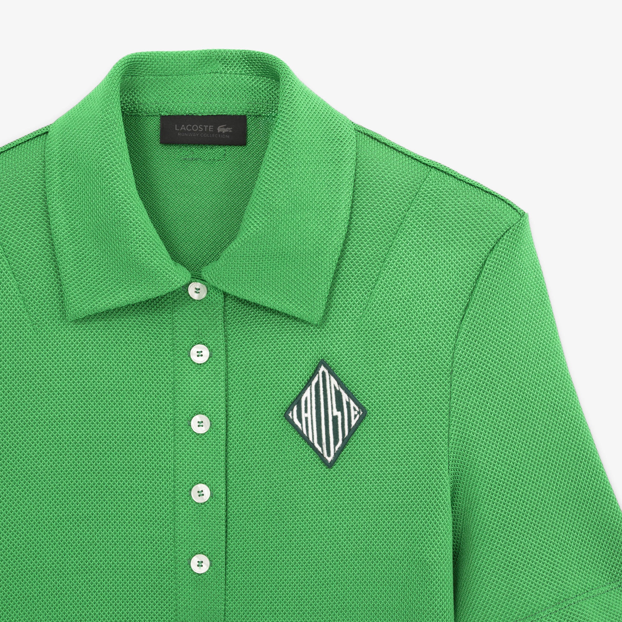 Lacoste SS25 RUNWAY Kadın Slim Fit Saten Yeşil Polo