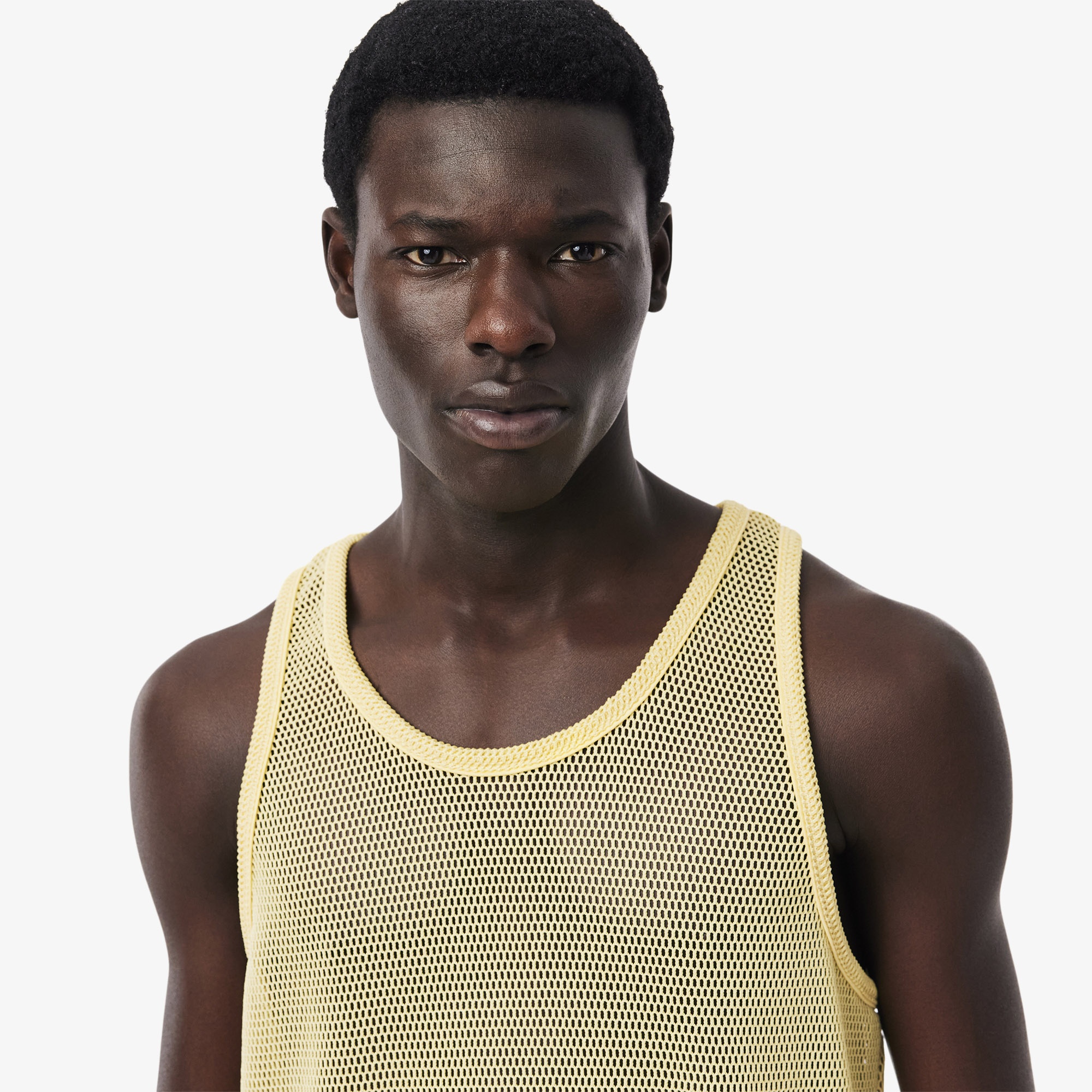 Lacoste SS25 RUNWAY Erkek Slim Fit Kolsuz Bisiklet Yaka Sarı T-Shirt