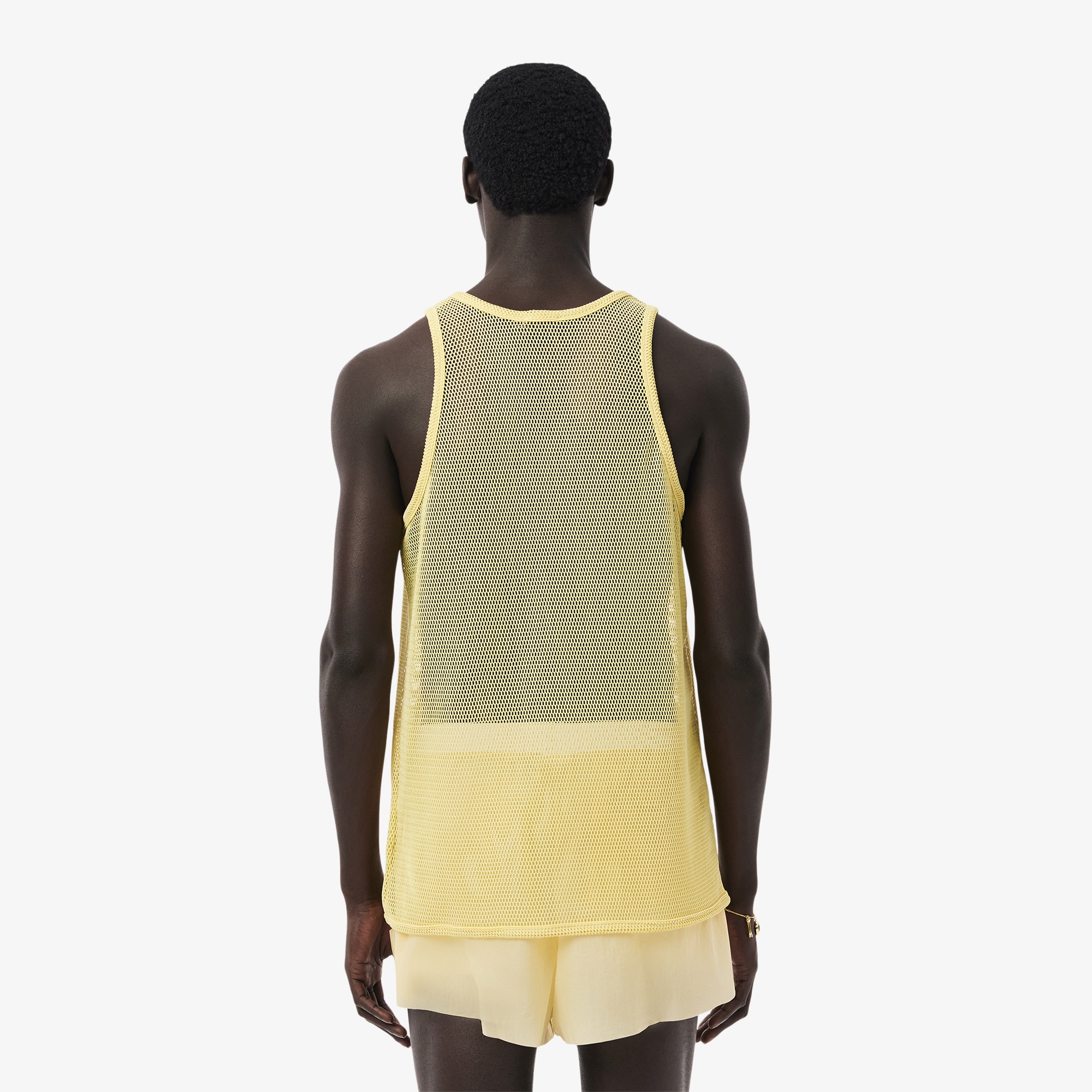 Lacoste SS25 RUNWAY Erkek Slim Fit Kolsuz Bisiklet Yaka Sarı T-Shirt