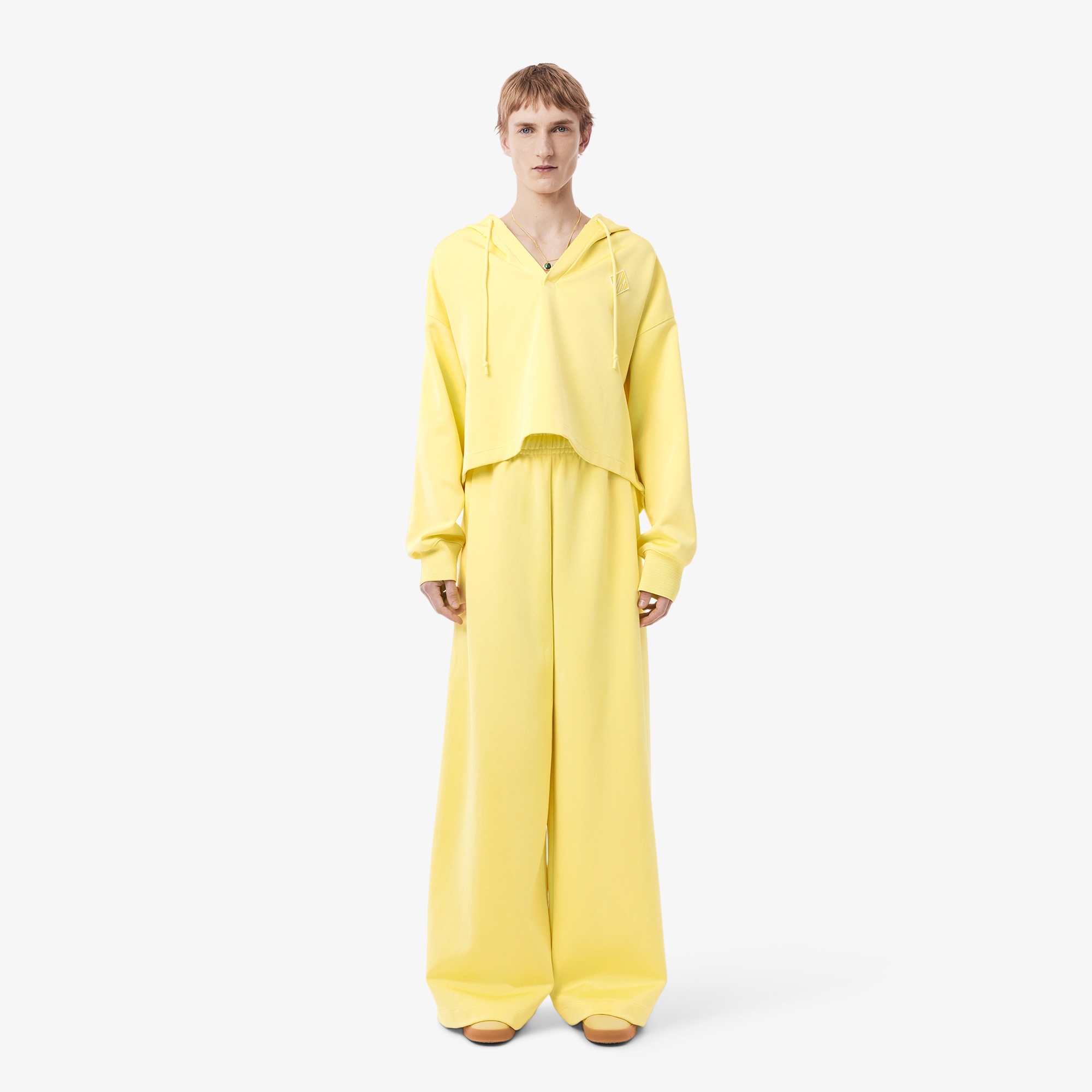 SS25 RUNWAY Erkek Oversize Fit Saten Sarı Eşofman Altı