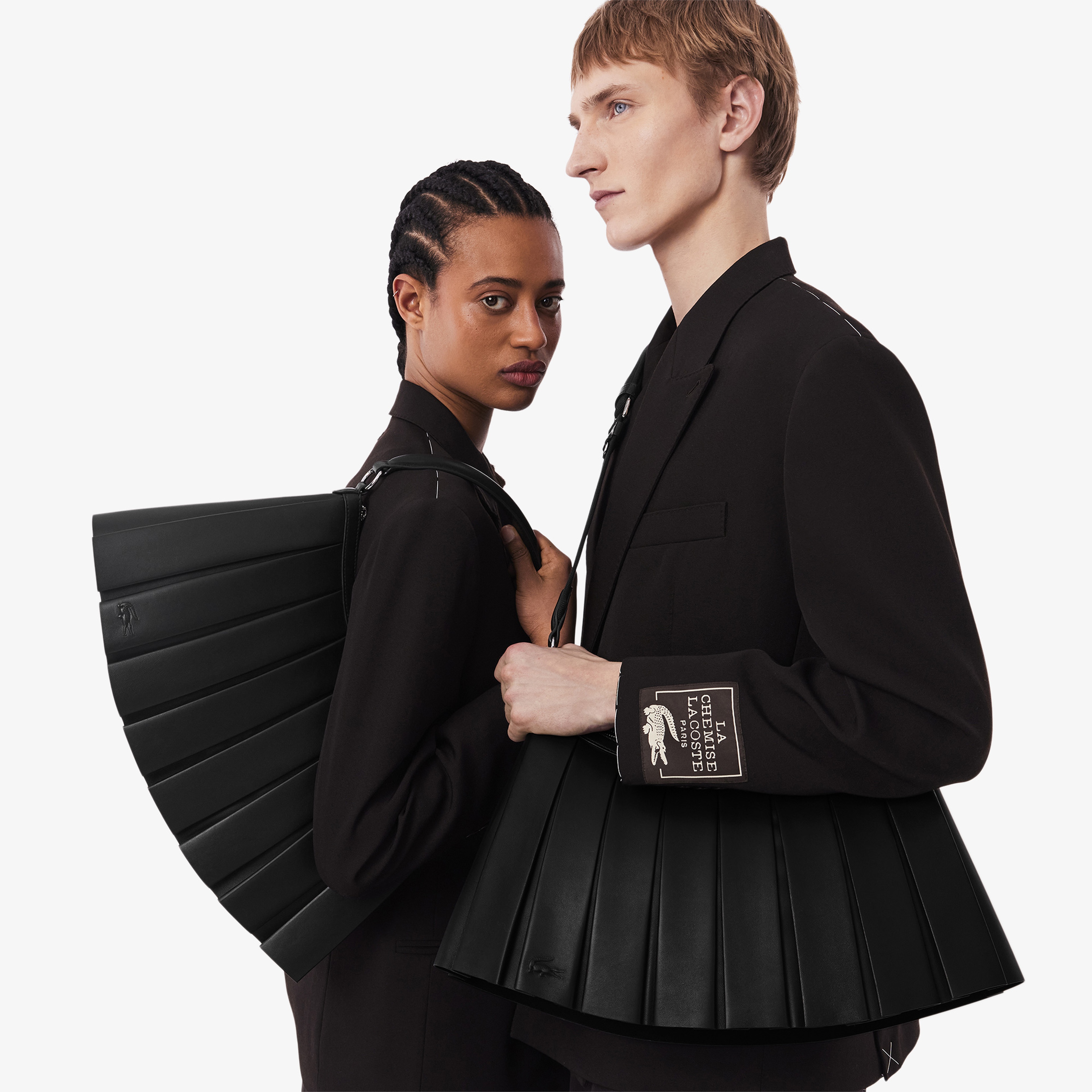 SS25 RUNWAY Large Lenglen Unisex Deri Siyah Omuz Çantası