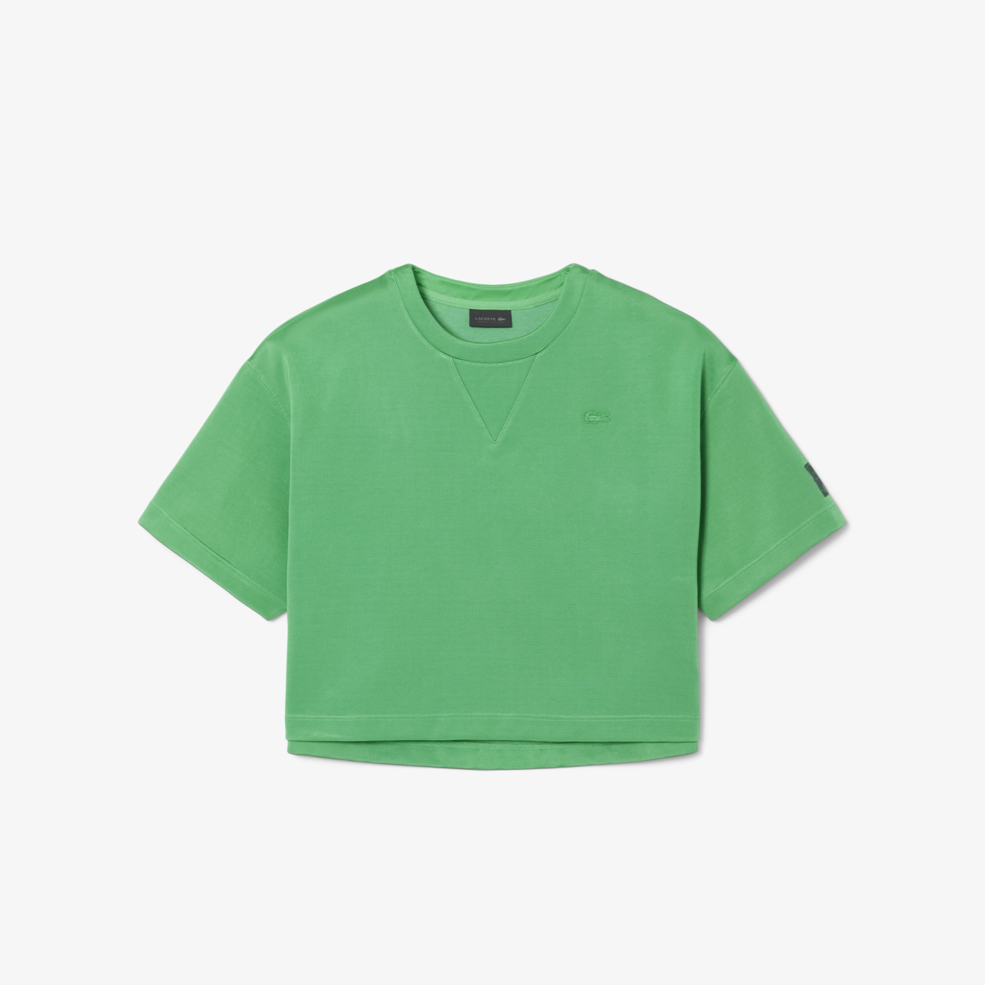 Lacoste SS25 RUNWAY Erkek Oversize Fit Kısa Kollu Bisiklet Yaka Yeşil Sweatshirt
