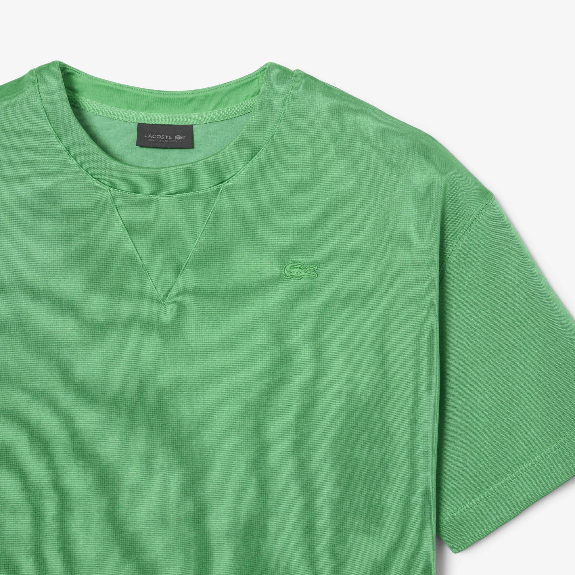 Lacoste SS25 RUNWAY Erkek Oversize Fit Kısa Kollu Bisiklet Yaka Yeşil Sweatshirt