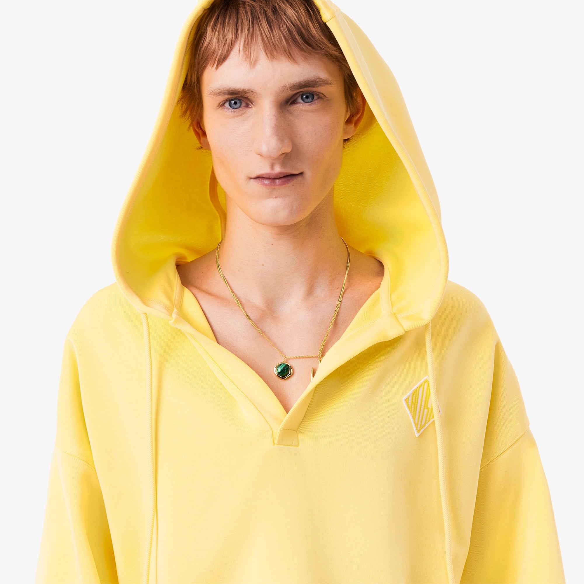 SS25 RUNWAY Erkek Oversize Fit Kapüşonlu Sarı Sweatshirt