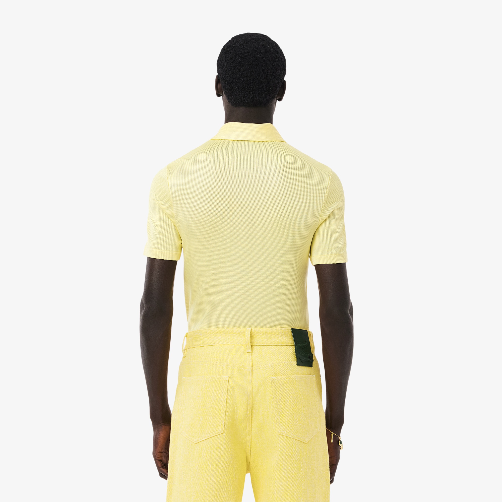 SS25 RUNWAY Erkek Regular Fit Saten Sarı Polo