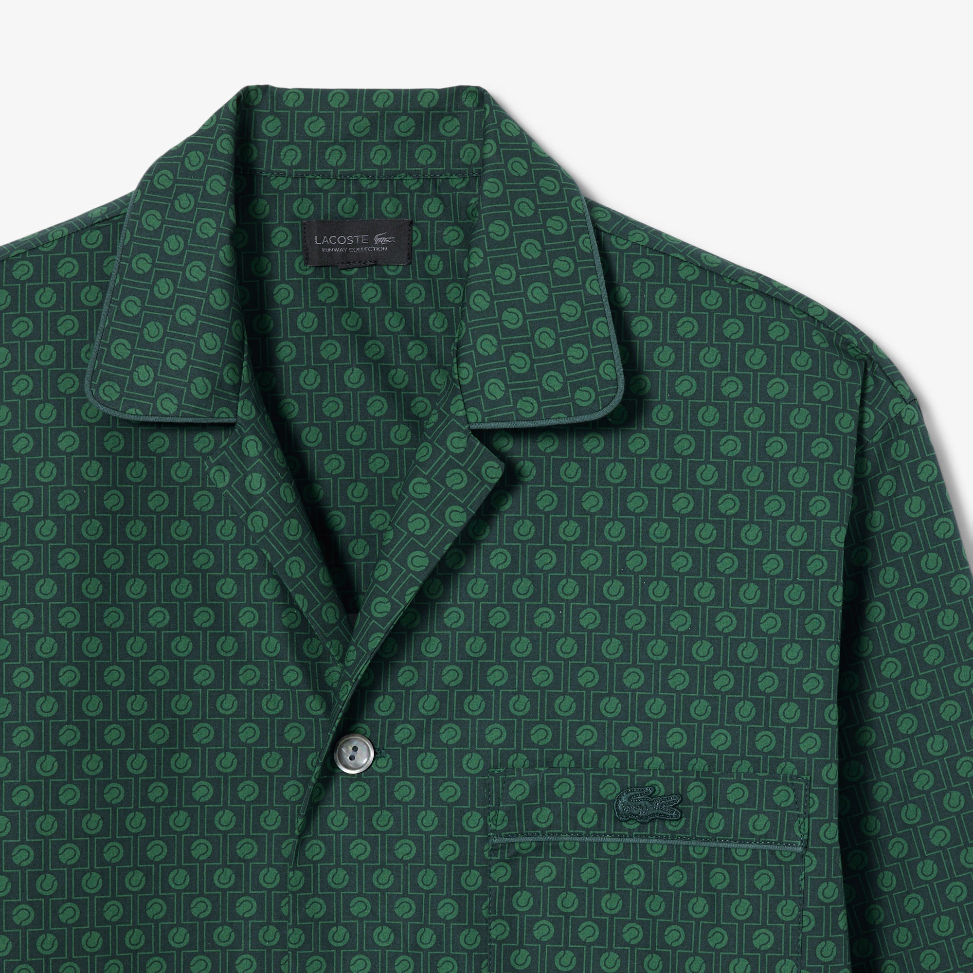 SS25 RUNWAY Erkek Desenli Yeşil Gömlek