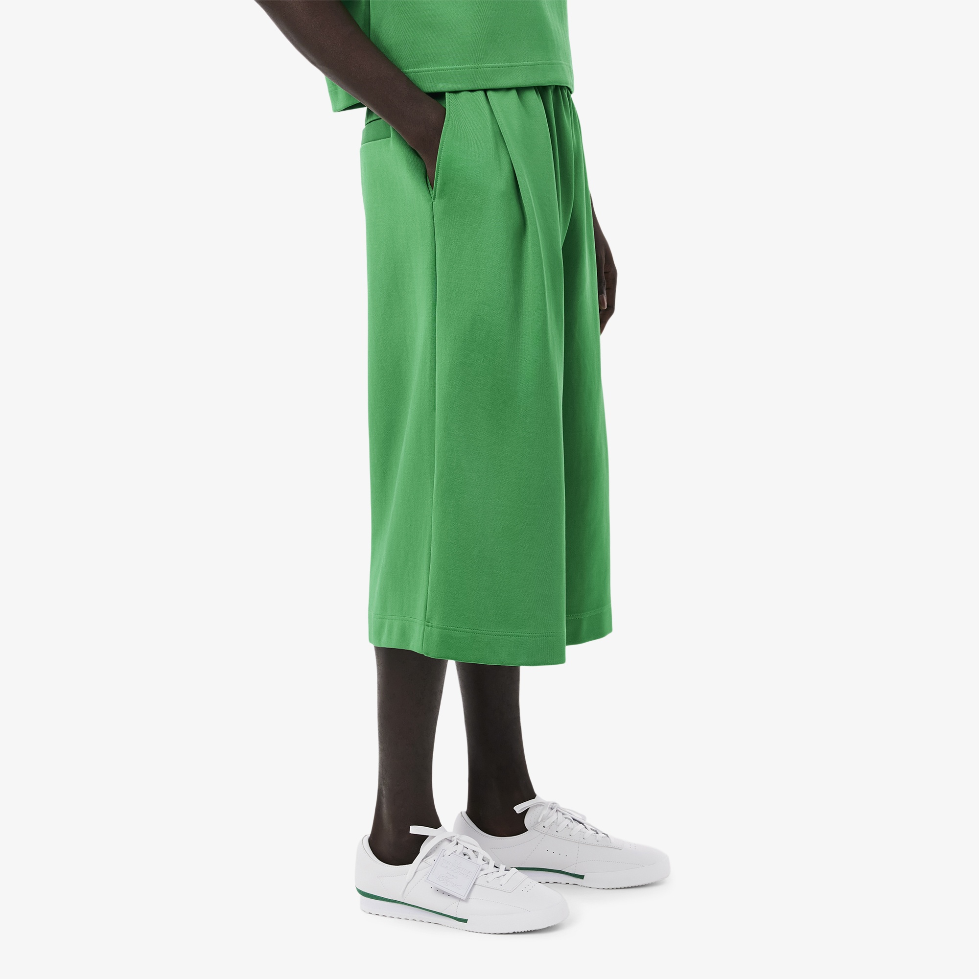 SS25 RUNWAY Erkek Oversize Fit Saten Yeşil Bermuda Şort