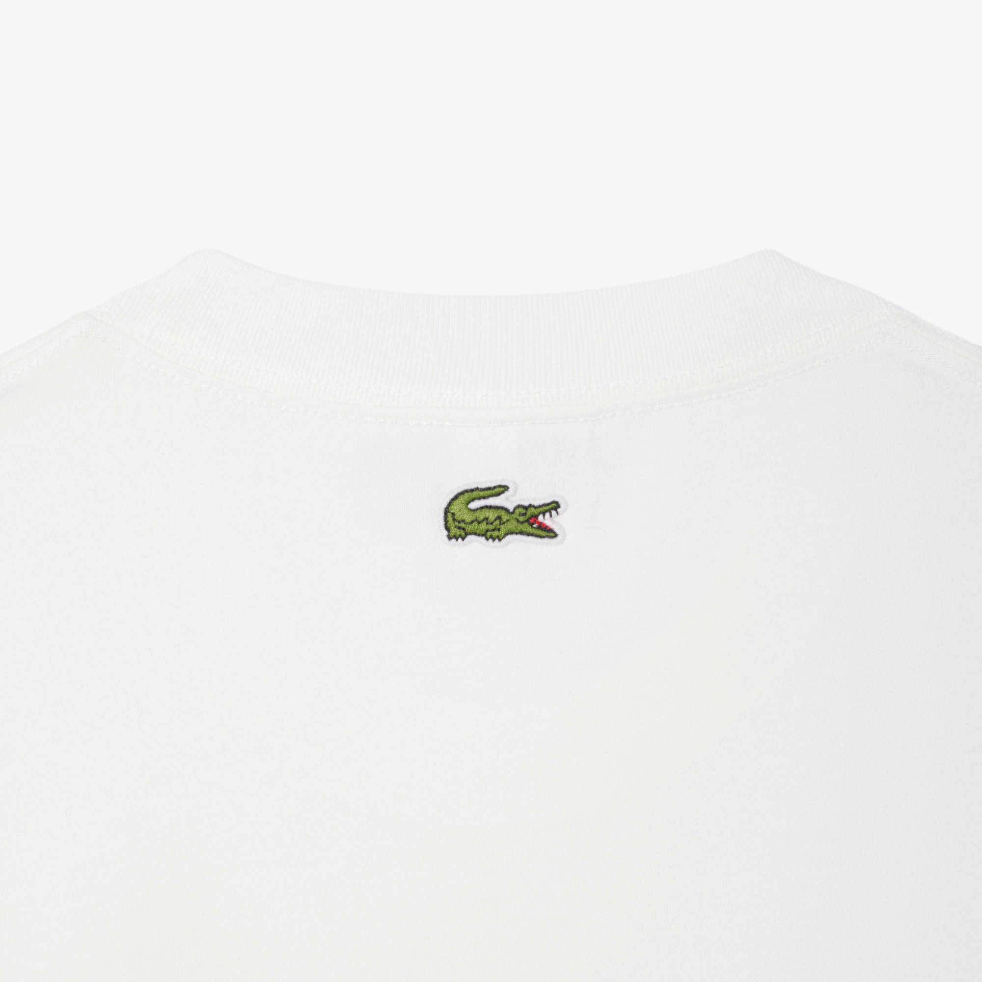 Lacoste Erkek Classic Fit Bisiklet Yaka Baskılı Beyaz T-Shirt