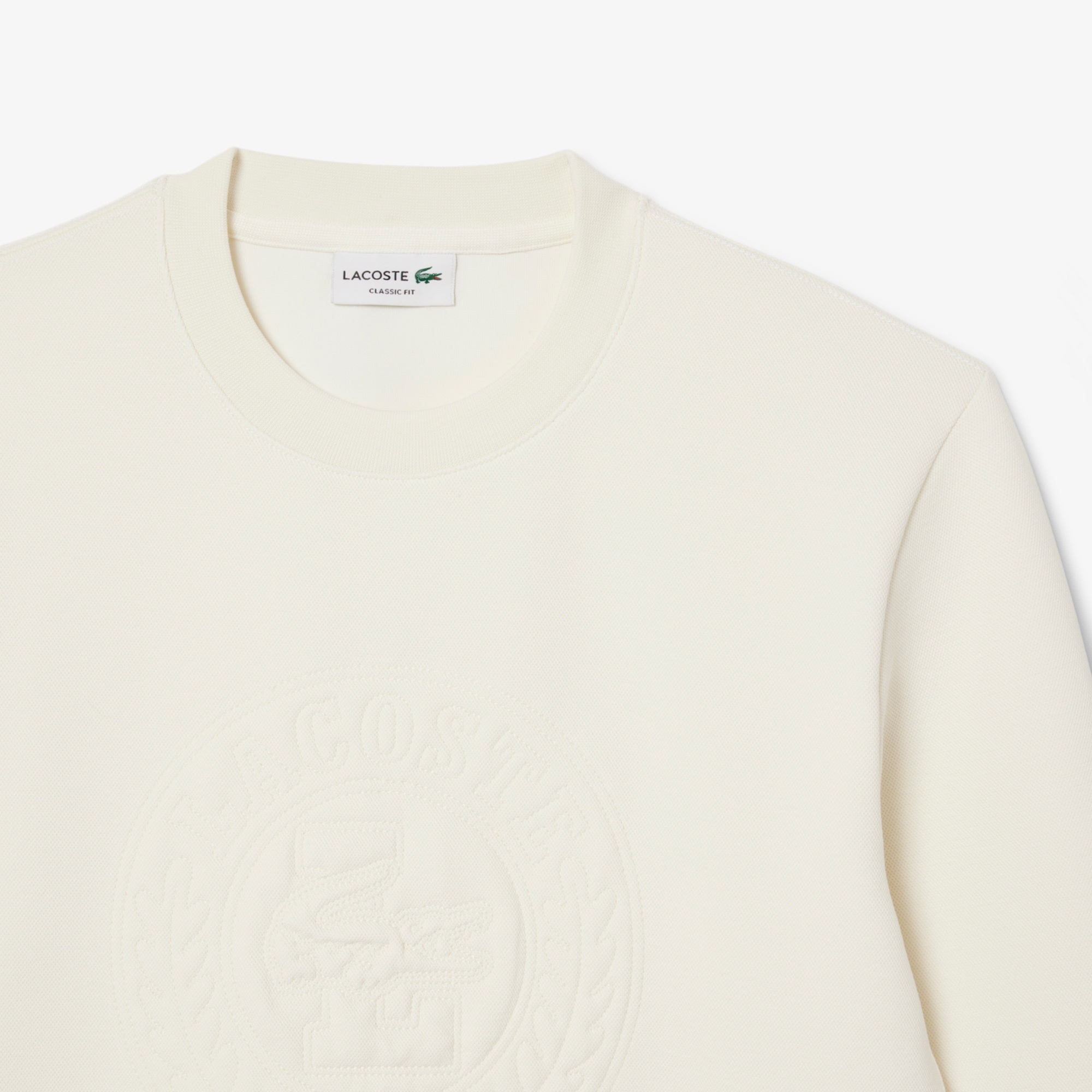 Lacoste Erkek Classic Fit Bisiklet Yaka Beyaz Sweatshirt